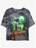 Spongebob Squarepants Hash Slinging Slasher Girls Tie-Dye Crop T-Shirt, BLKCHAR, hi-res