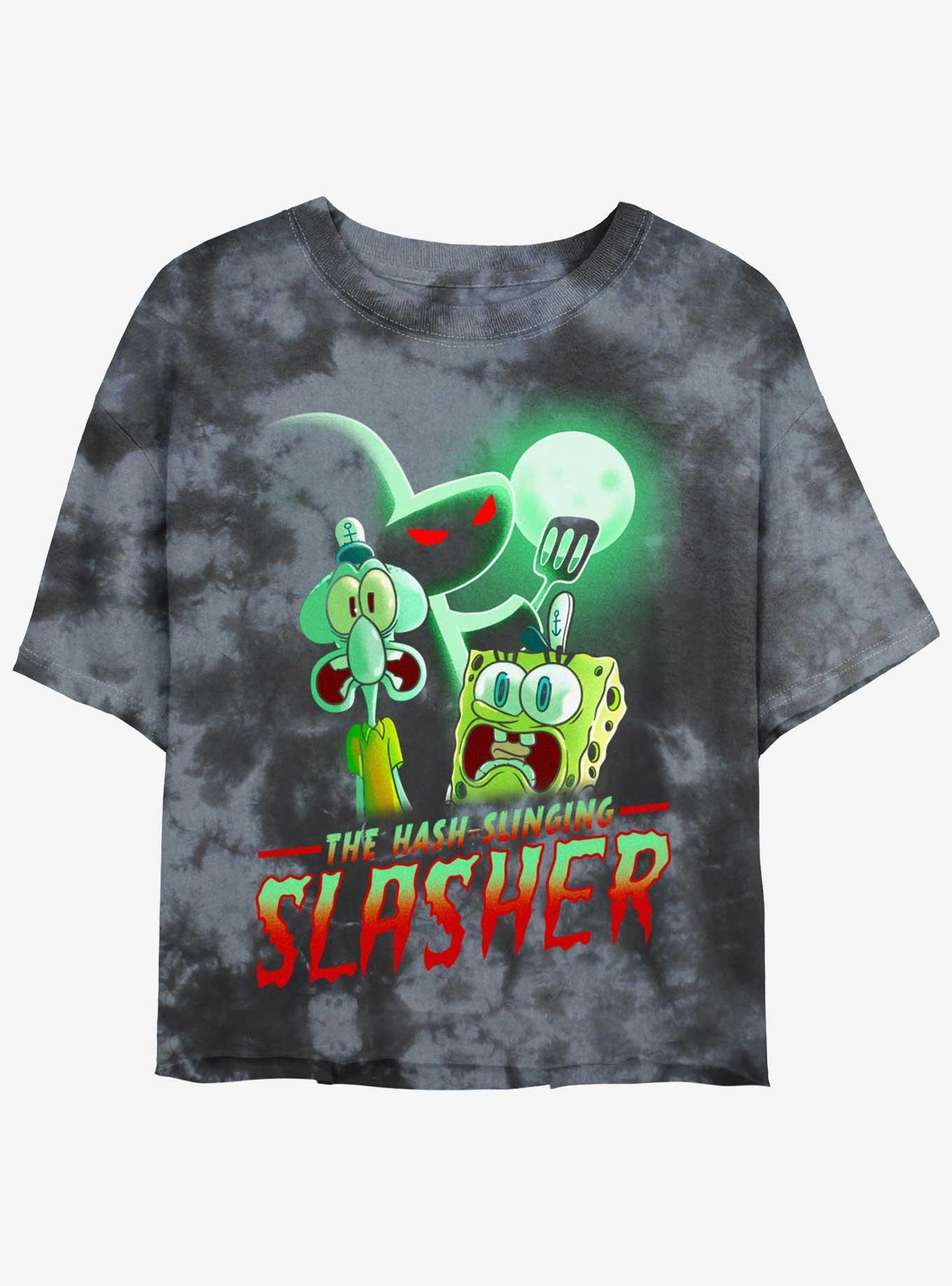 SpongeBob SquarePants Hash Slinging Slasher Girls Tie-Dye Crop T-Shirt, , hi-res