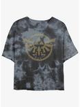 Zelda Hyrule Crest Girls Tie-Dye Crop T-Shirt, BLKCHAR, hi-res