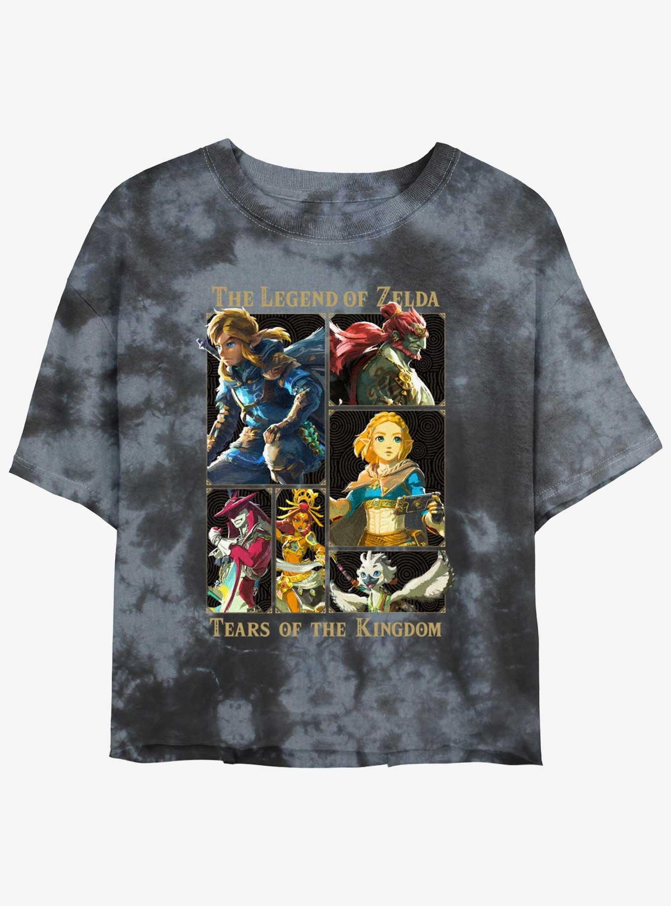 Nintendo Zelda Tears of the Kingdom Character Lineup Girls Tie-Dye Crop T-Shirt