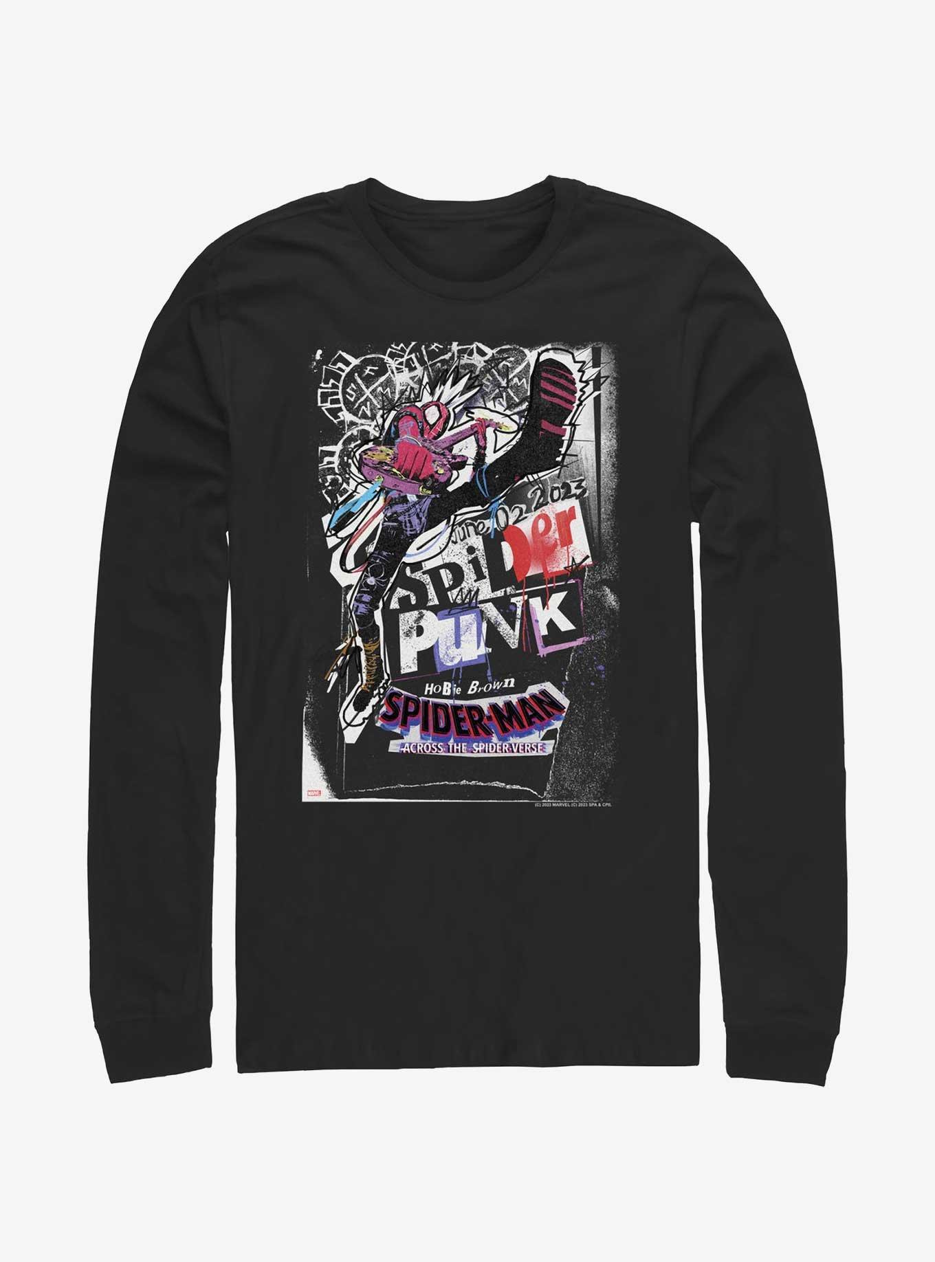 Marvel Spider-Man Across The Spider-Verse Spider-Punk Poster Long-Sleeve T-Shirt, BLACK, hi-res