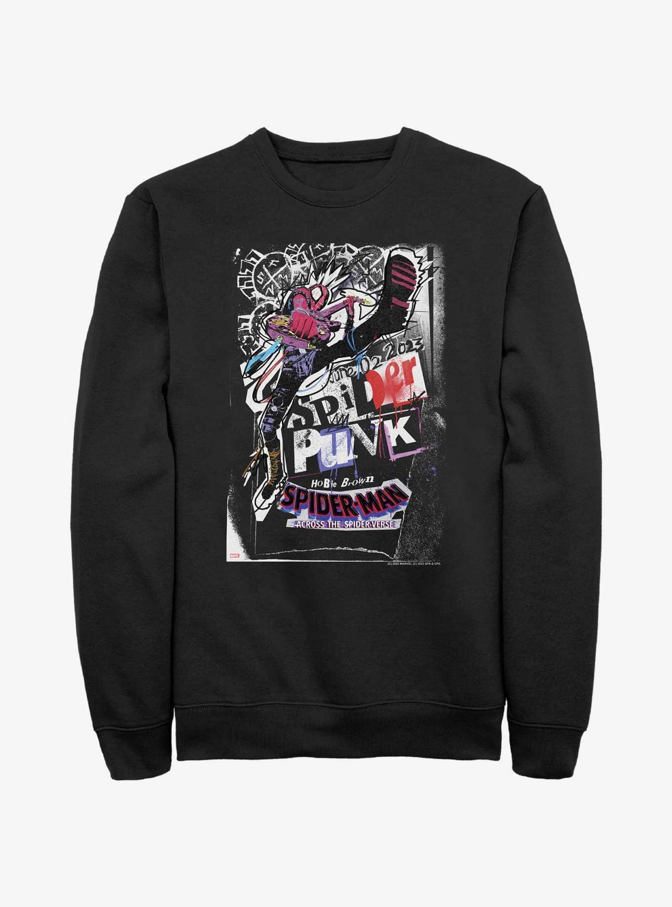 Marvel Spider-Man Across The Spider-Verse Spider-Punk Poster Sweatshirt, BLACK, hi-res