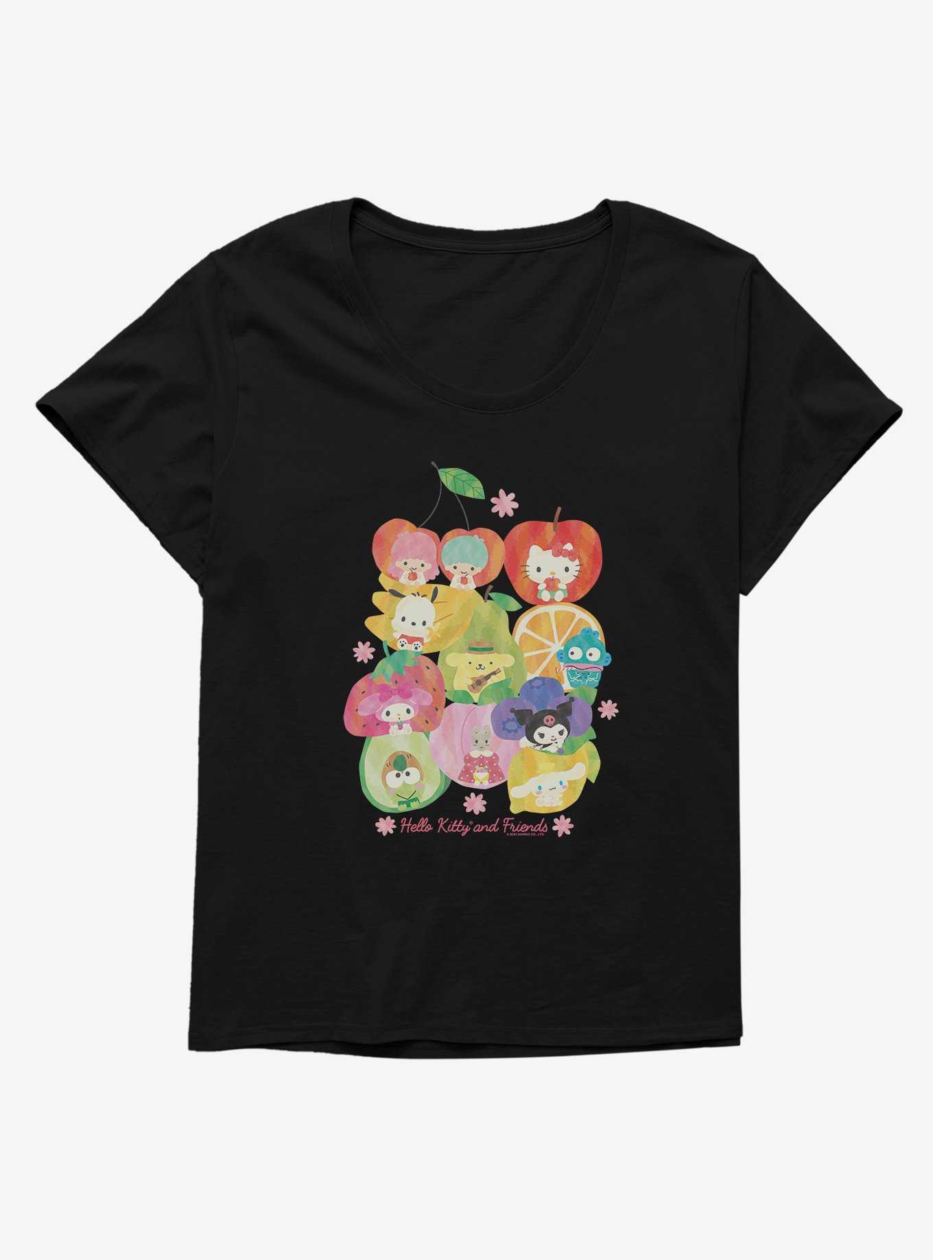 Hello Kitty And Friends Fruit Background Portrait Womens T-Shirt Plus Size, , hi-res