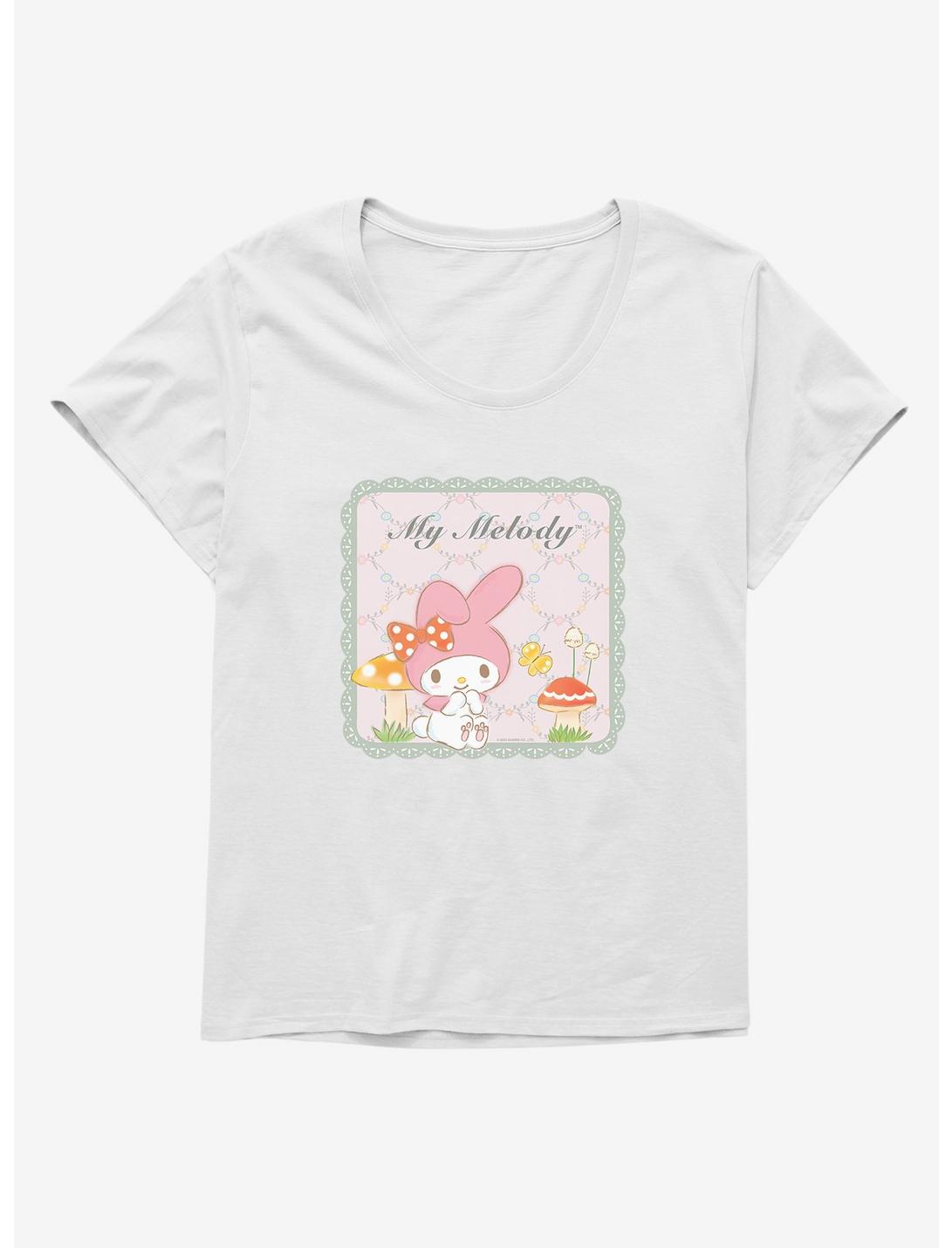 Hello Kitty And Friends My Melody Mushroom Stamp Womens T-Shirt Plus Size, WHITE, hi-res
