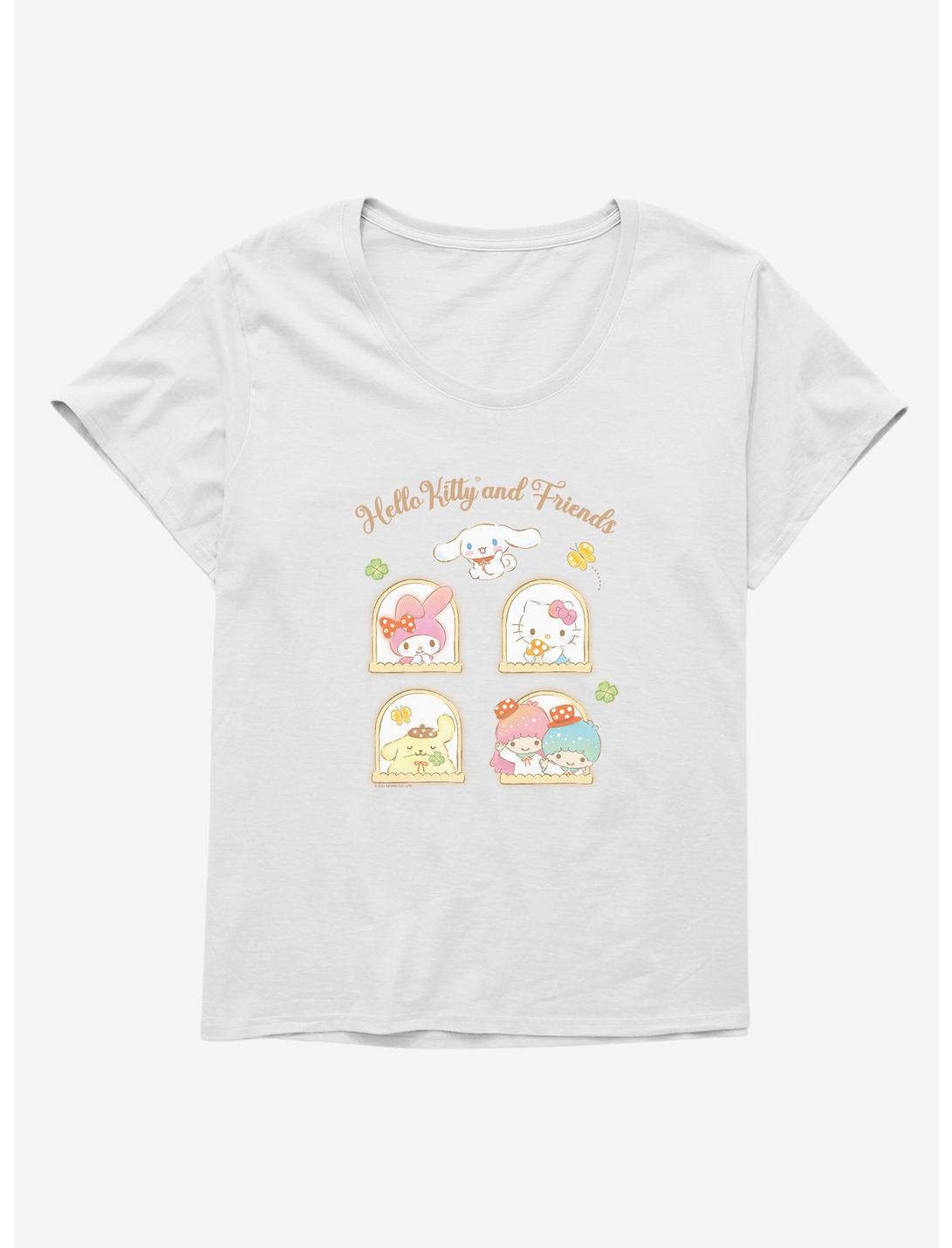 Hello Kitty And Friends Mushroom Garden Portrait Tiles Womens T-Shirt Plus Size, WHITE, hi-res