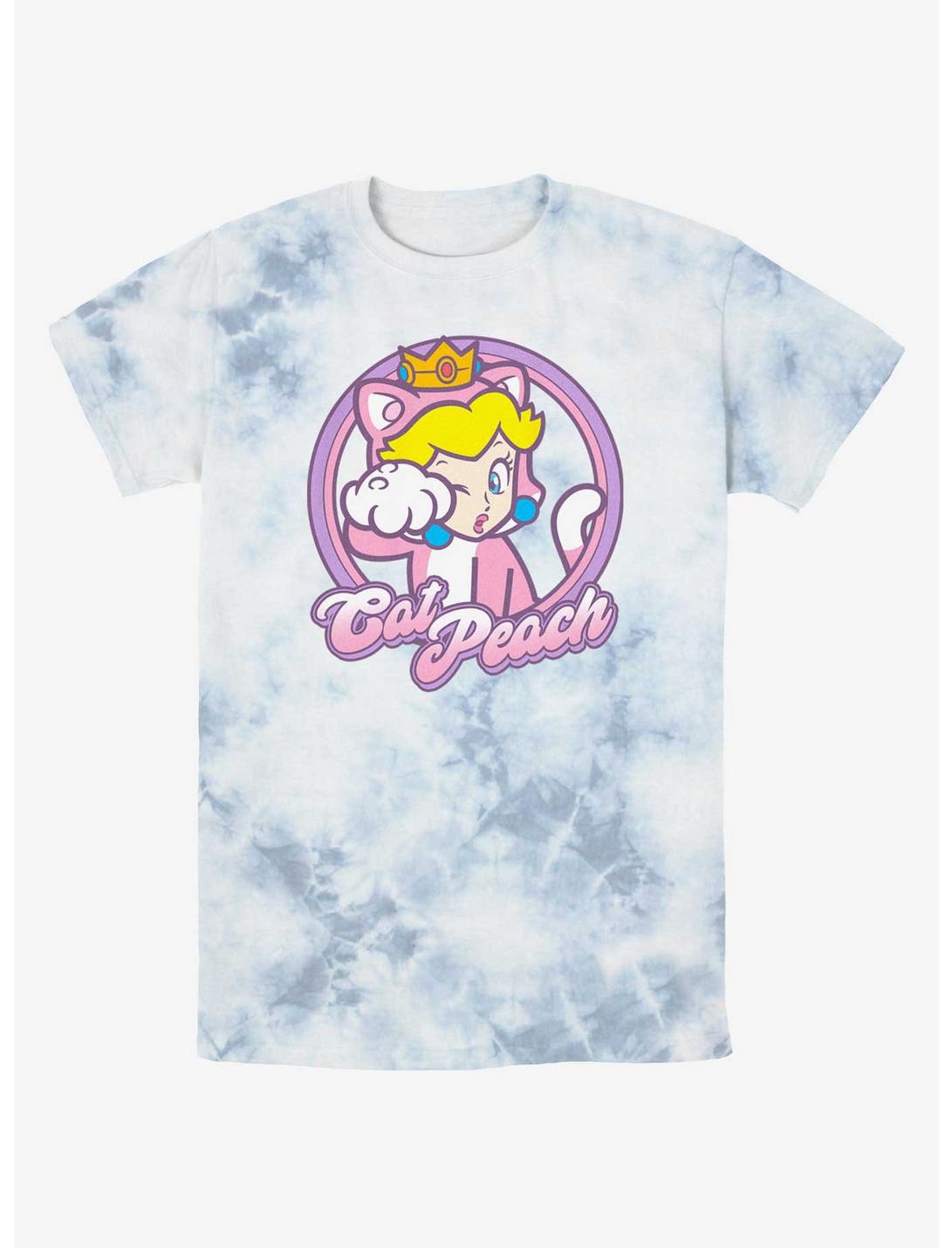 Mario Cat Princess Peach Tie-Dye T-Shirt, WHITEBLUE, hi-res