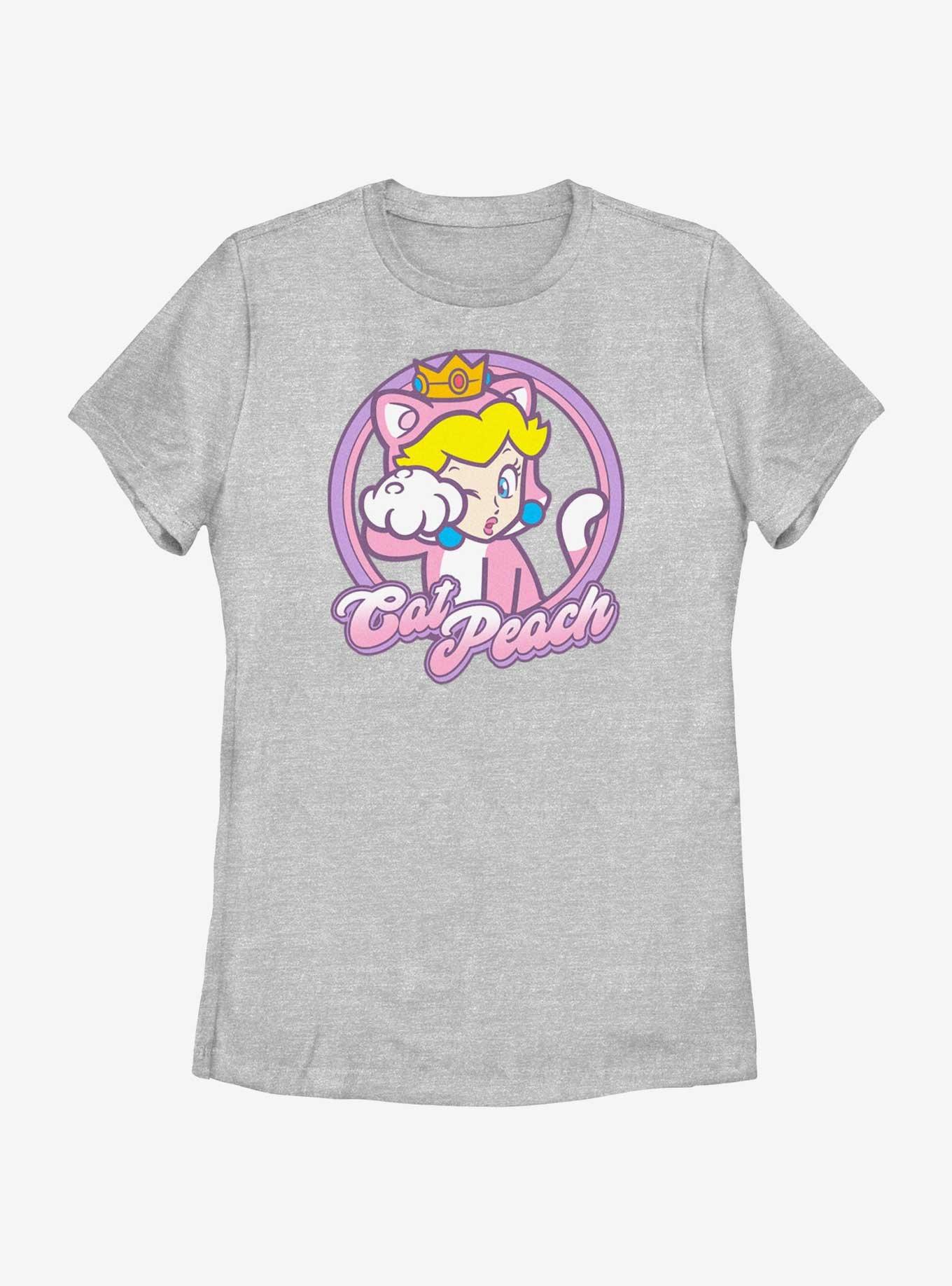 Mario Cat Princess Peach Womens T-Shirt, ATH HTR, hi-res