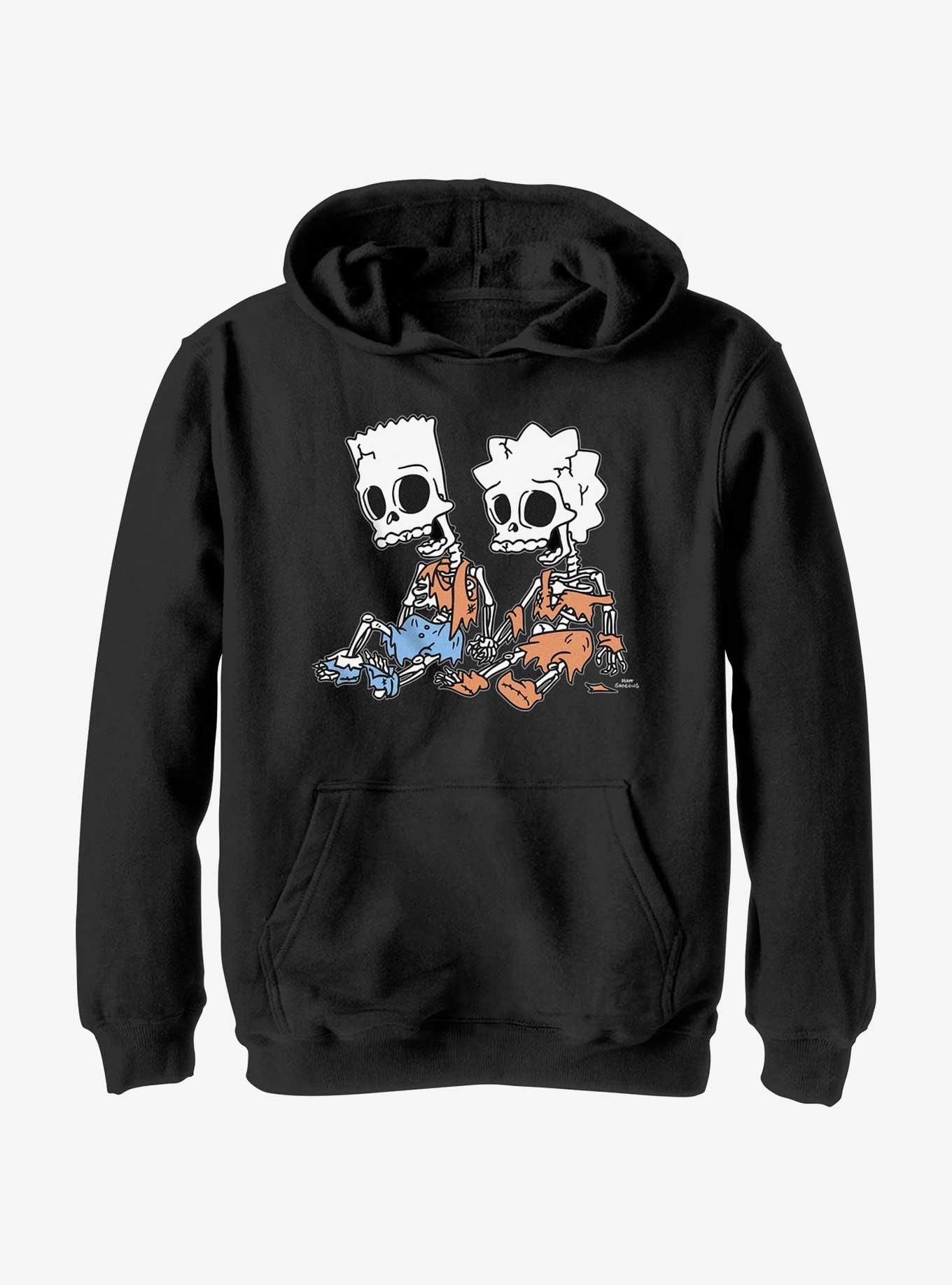 The Simpsons Skeleton Bart And Lisa Youth Hoodie, , hi-res
