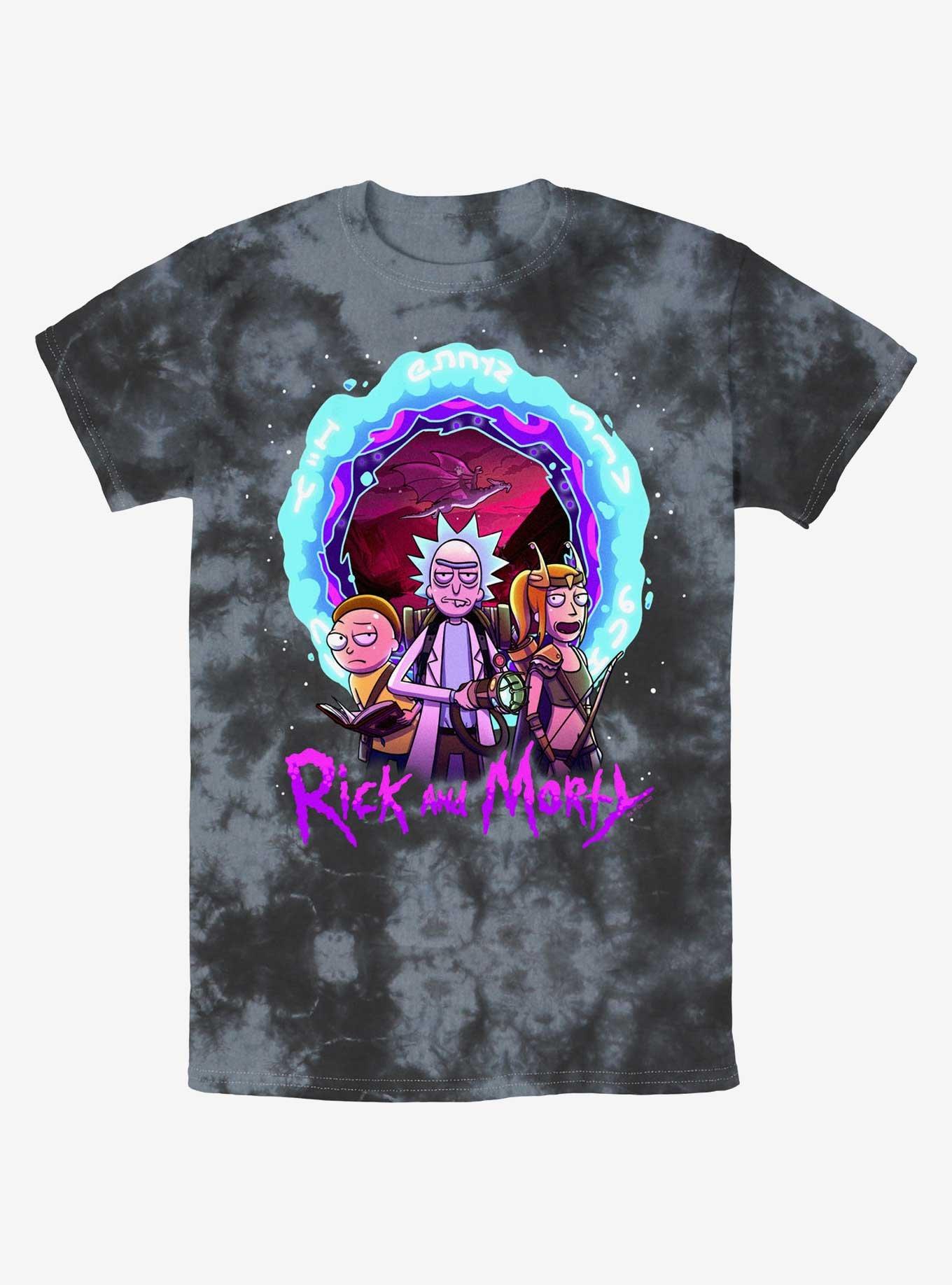 Rick and Morty Magic Portal Tie-Dye T-Shirt, BLKCHAR, hi-res