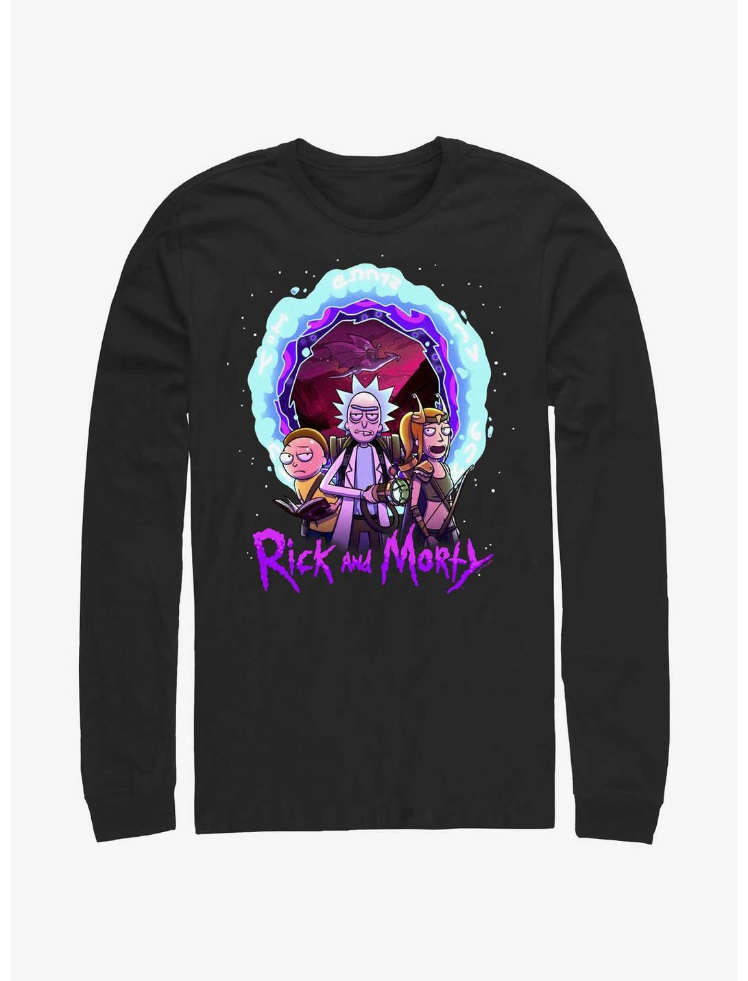 Rick and Morty Magic Portal Long-Sleeve T-Shirt, BLACK, hi-res