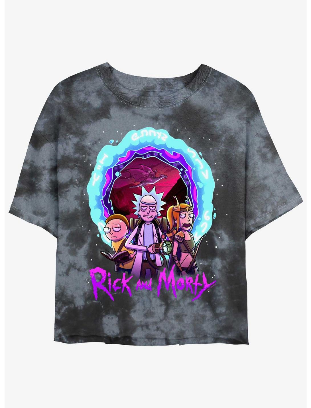 Rick and Morty Magic Portal Womens Tie-Dye Crop T-Shirt, BLKCHAR, hi-res