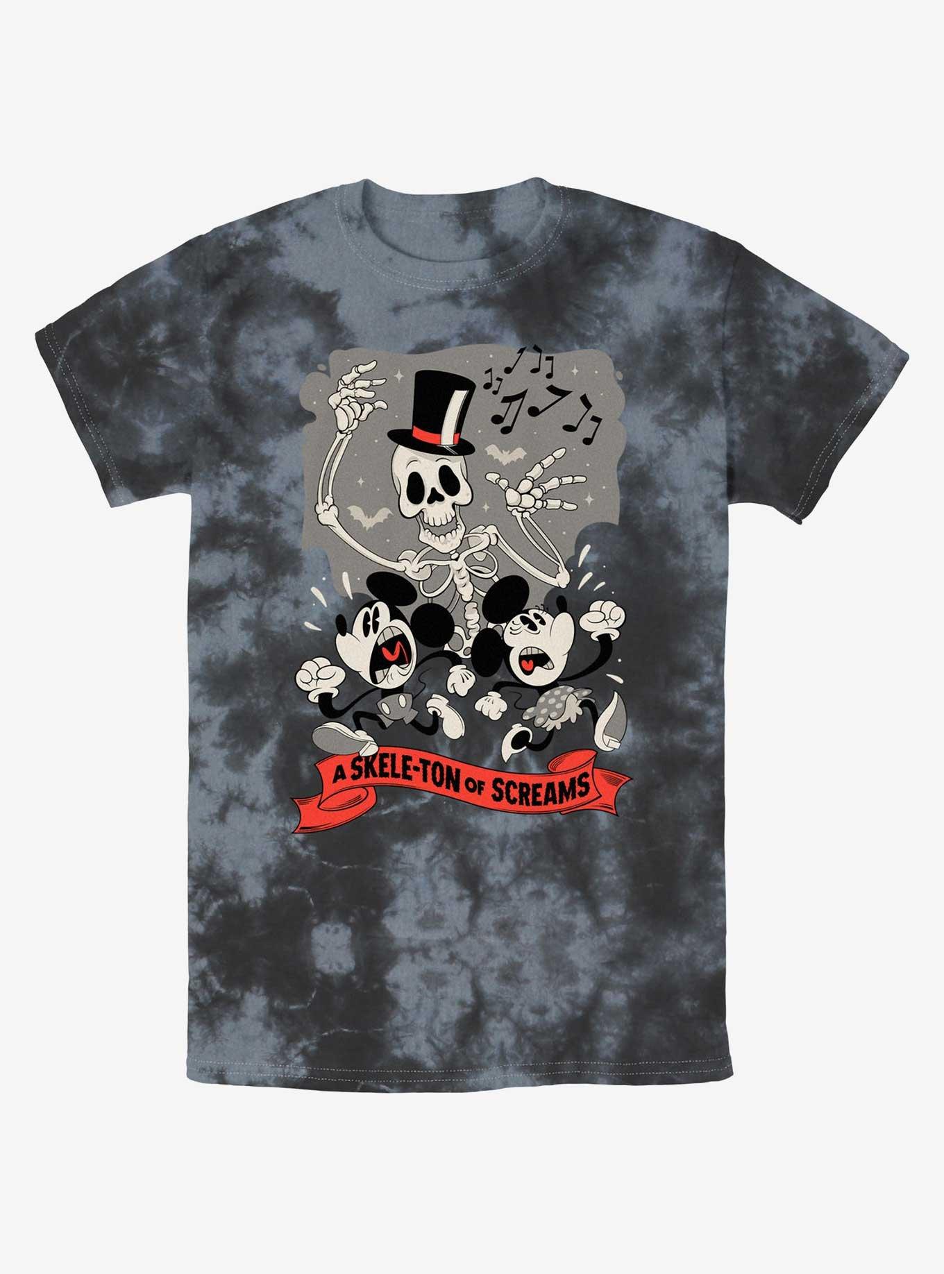 Disney Mickey Mouse A Skele-Ton of Screams Tie-Dye T-Shirt, BLKCHAR, hi-res