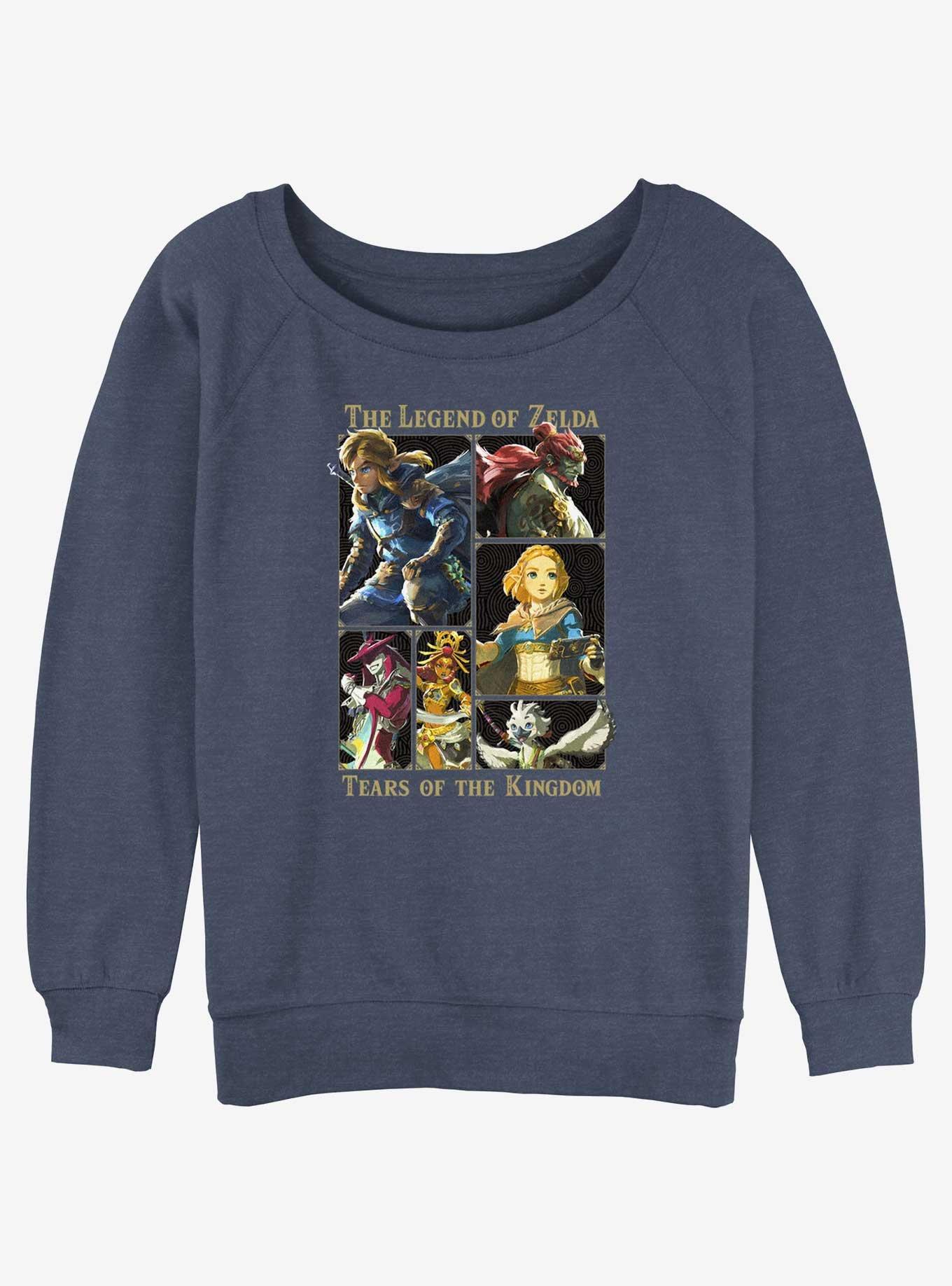 Nintendo Tears of the Kingdom Character Lineup Womens Slouchy Sweatshirt, BLUEHTR, hi-res