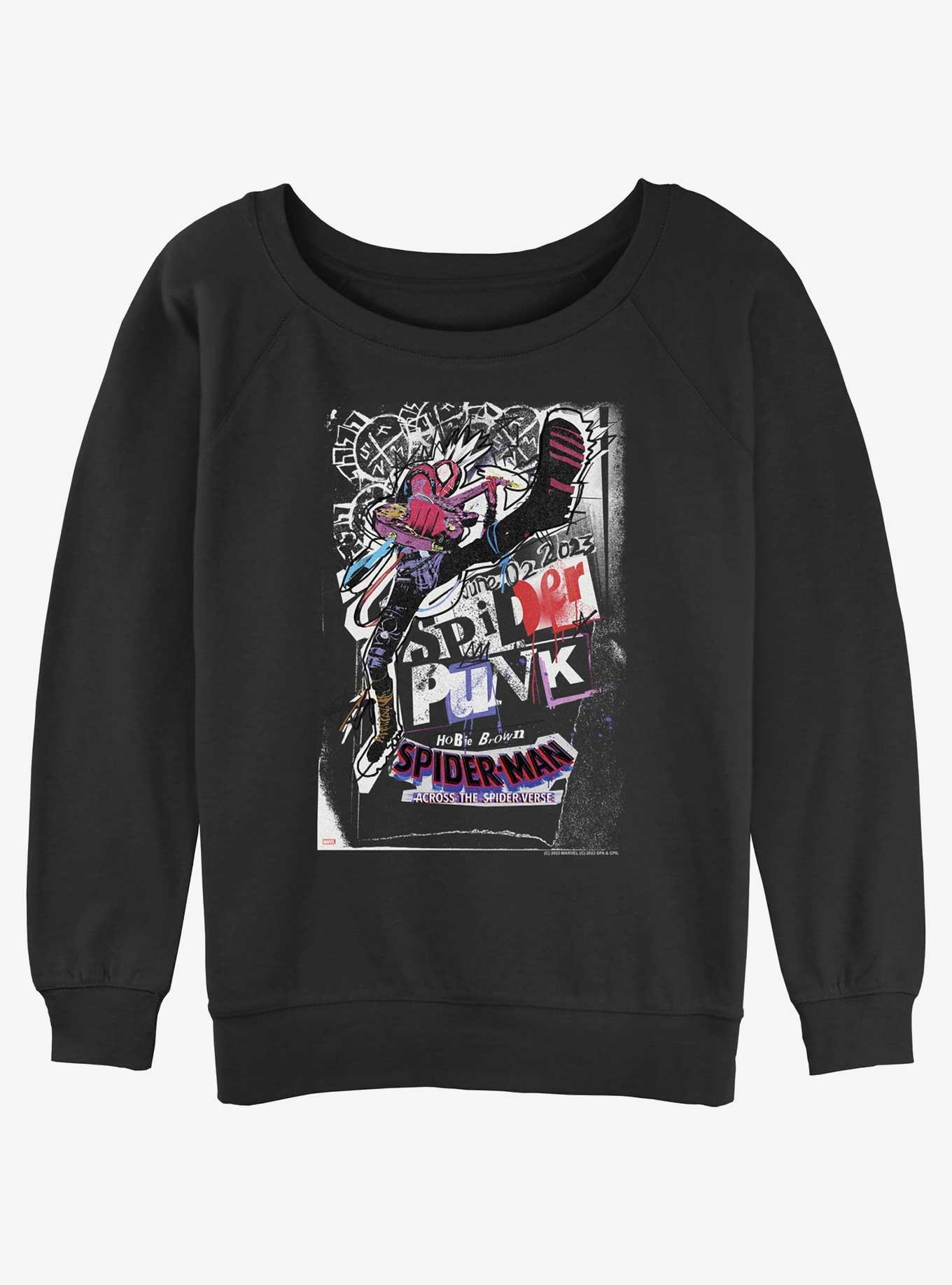 Marvel Spider-Man Across The Spider-Verse Spider-Punk Poster Womens Slouchy Sweatshirt, BLACK, hi-res