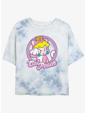 Mario Cat Princess Peach Womens Tie-Dye Crop T-Shirt, , hi-res