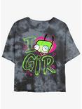 Invader ZIM Love GIR Womens Tie-Dye Crop T-Shirt, BLKCHAR, hi-res