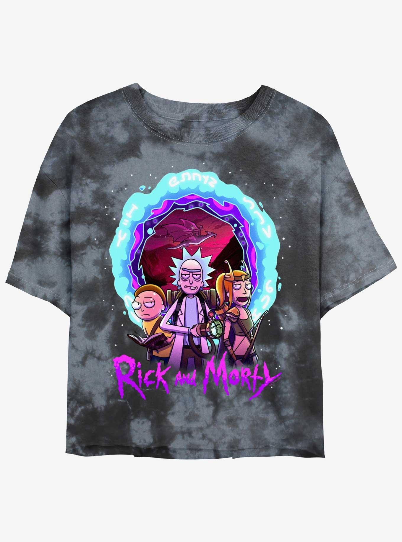 Rick and Morty Magic Portal Womens Tie-Dye Crop T-Shirt, BLKCHAR, hi-res