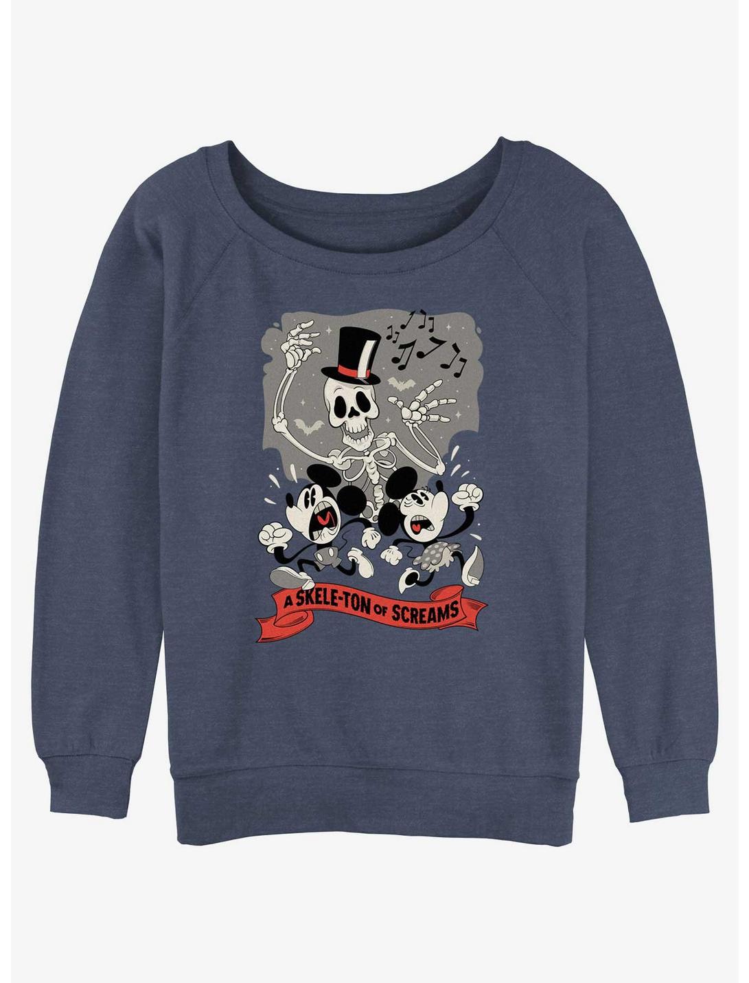 Disney Mickey Mouse A Skele-Ton of Screams Womens Slouchy Sweatshirt, BLUEHTR, hi-res