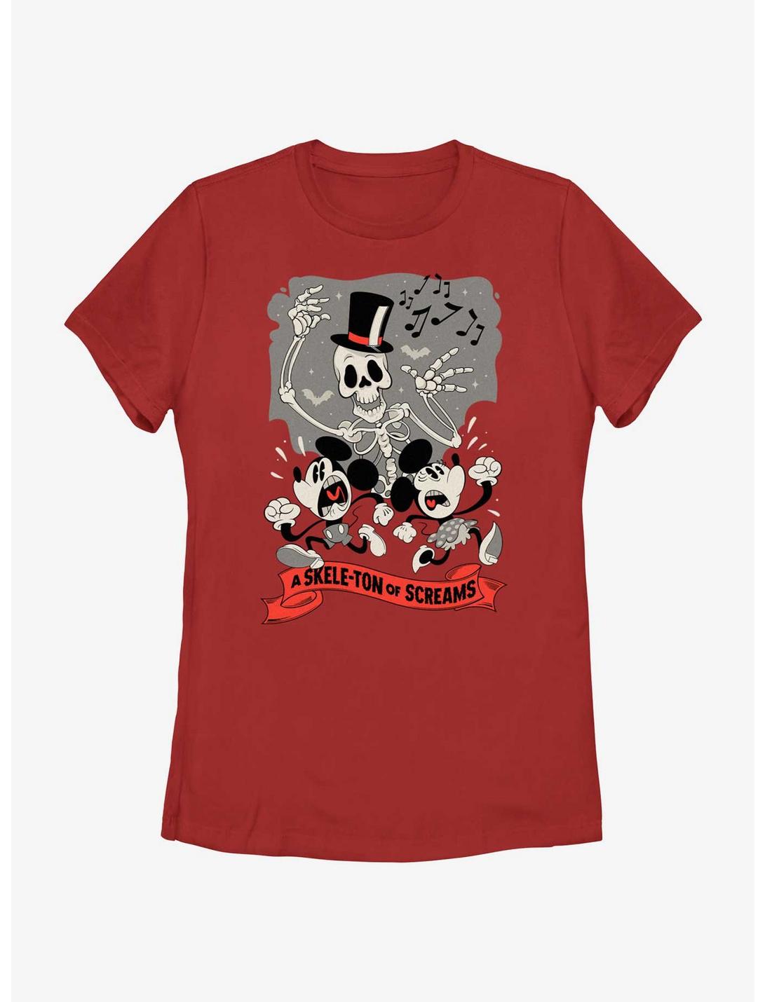 Disney Mickey Mouse A Skele-Ton of Screams Womens T-Shirt, RED, hi-res