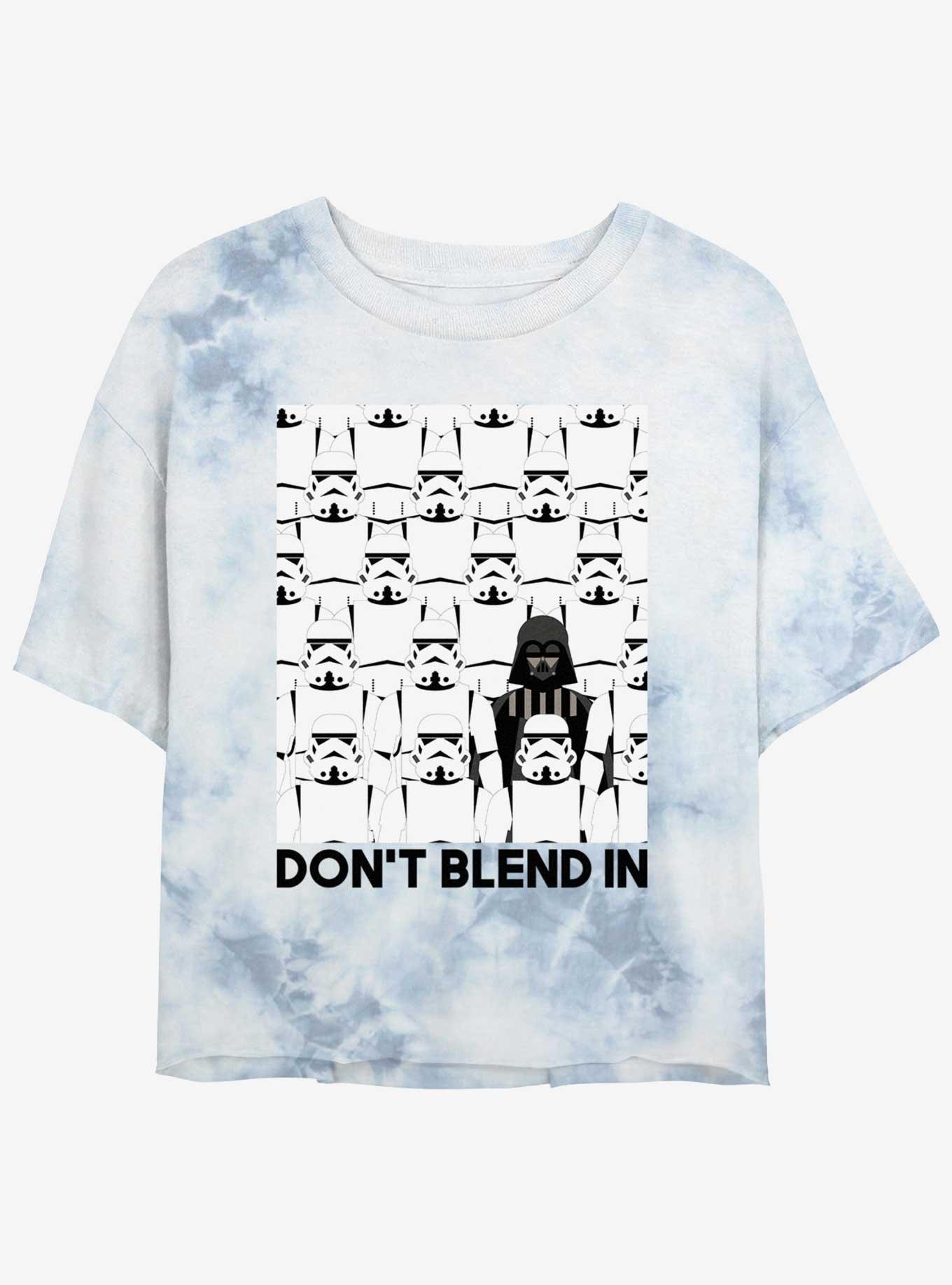 Star Wars Darth Vader Don't Blend In Womens Tie-Dye Crop T-Shirt, WHITEBLUE, hi-res