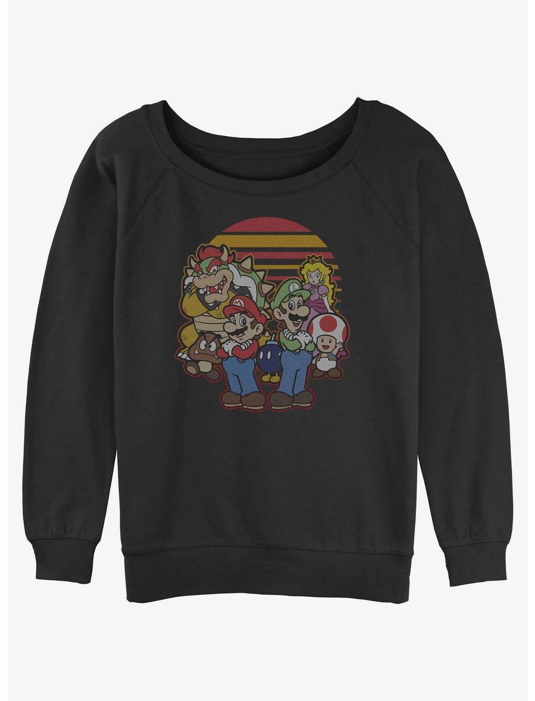 Nintendo Mario And Friends Womens Slouchy Sweatshirt, BLACK, hi-res