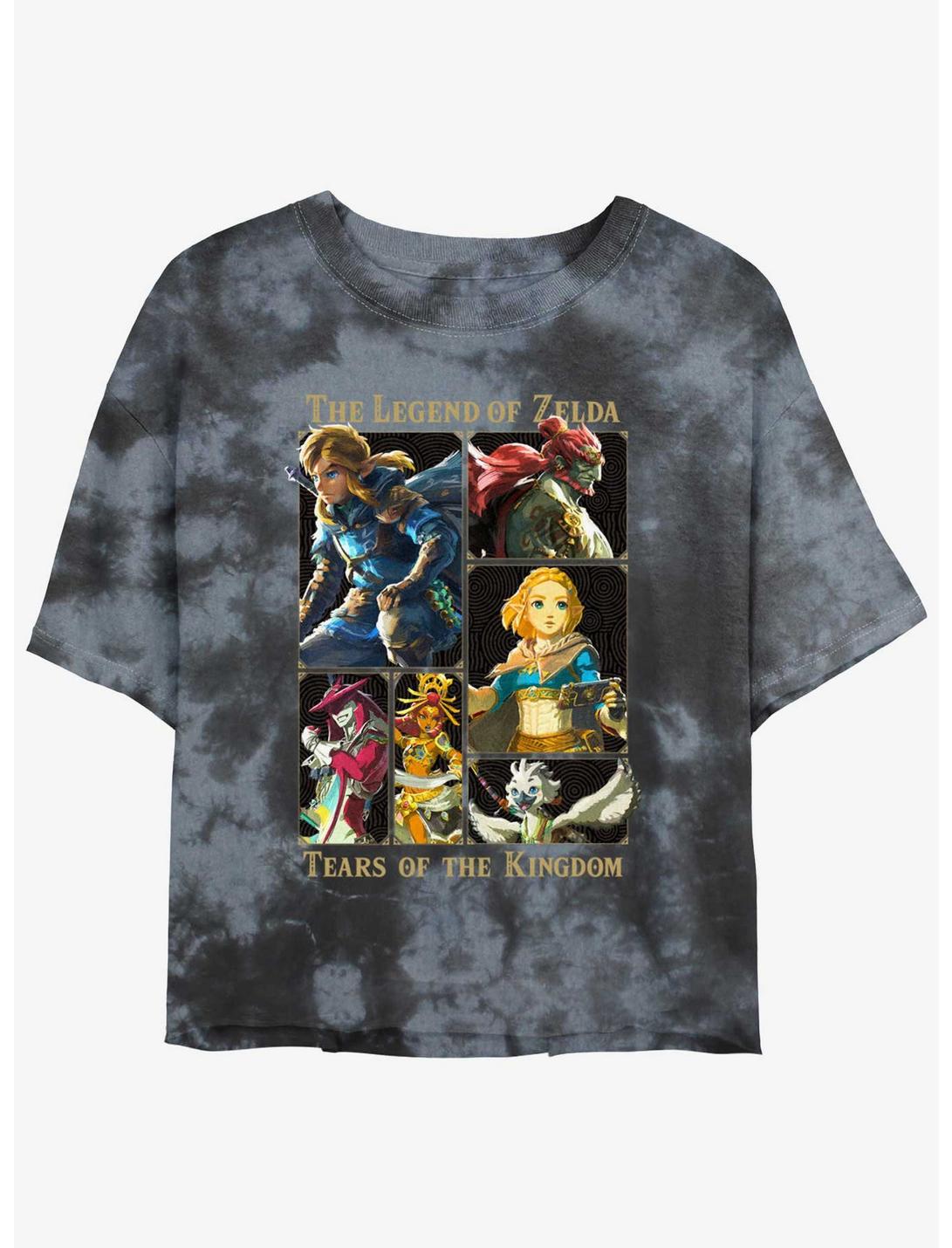 Nintendo Tears of the Kingdom Character Lineup Womens Tie-Dye Crop T-Shirt, BLKCHAR, hi-res