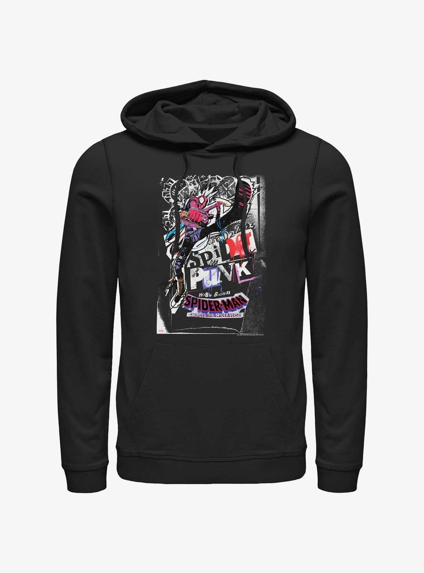 Marvel Spider-Man Across The Spider-Verse Spider-Punk Poster Hoodie, BLACK, hi-res