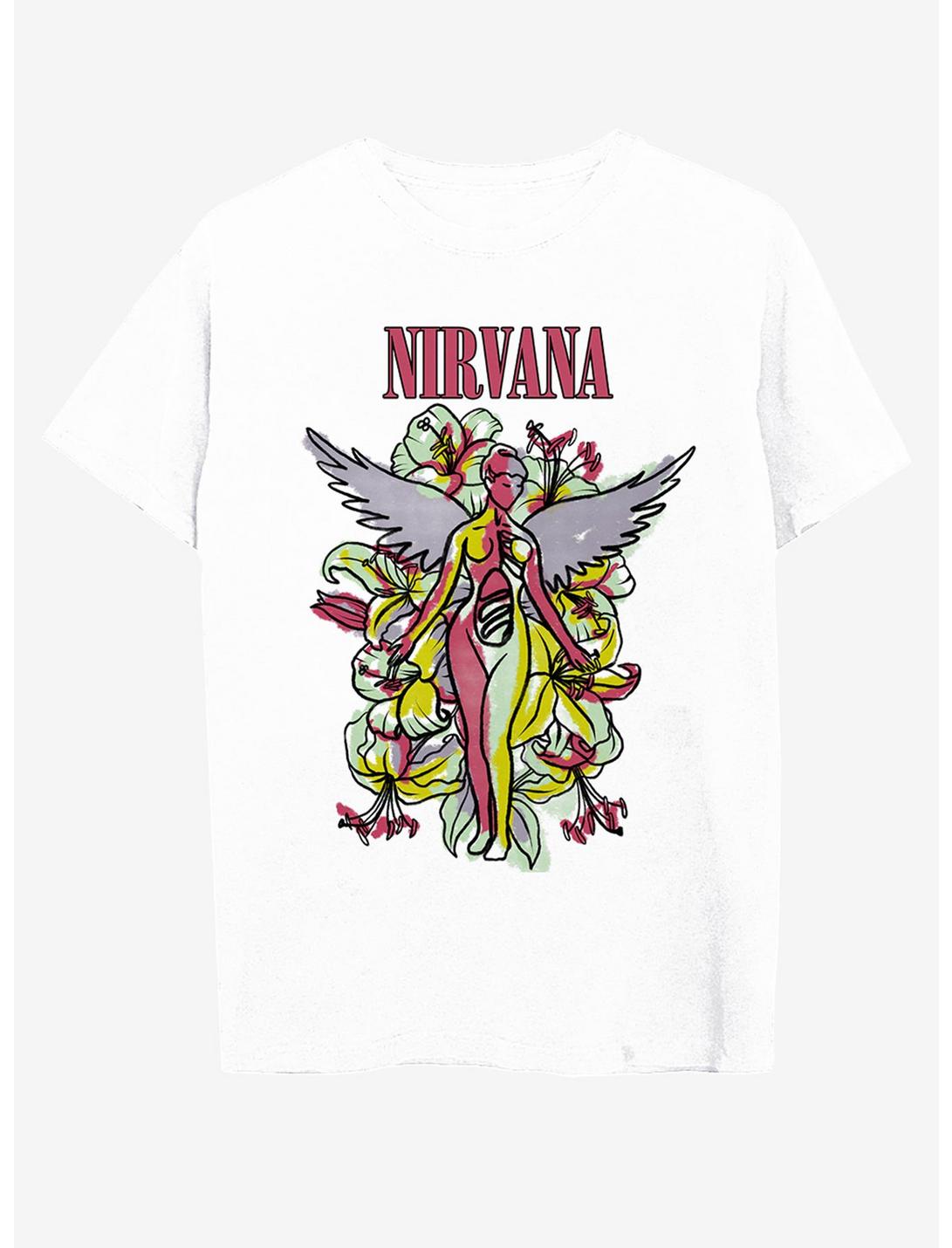 Nirvana In Utero Tattoo Illustration Boyfriend Fit Girls T-Shirt, BRIGHT WHITE, hi-res