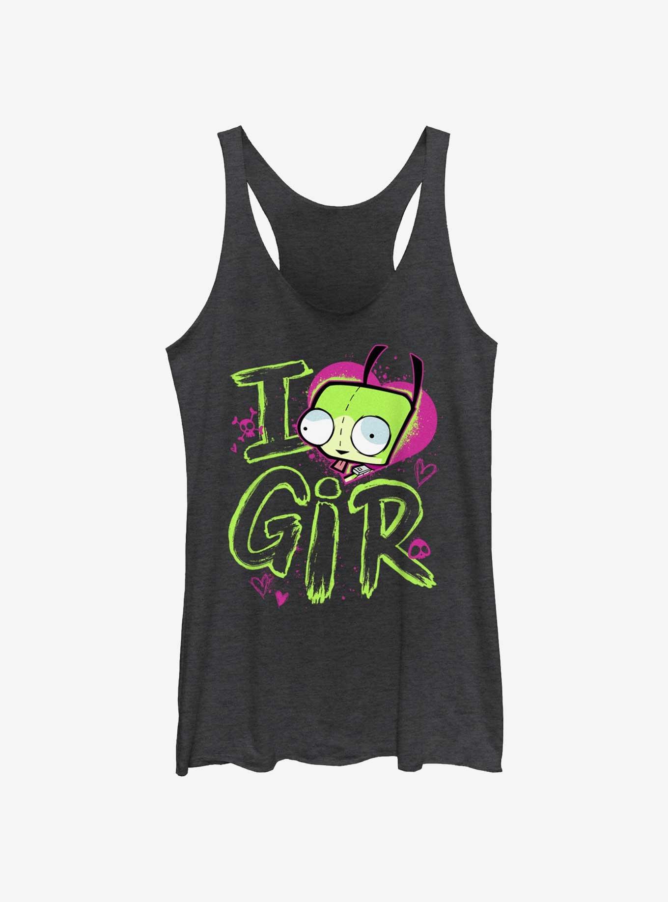 Invader ZIM Love GIR Girls Tank, BLK HTR, hi-res