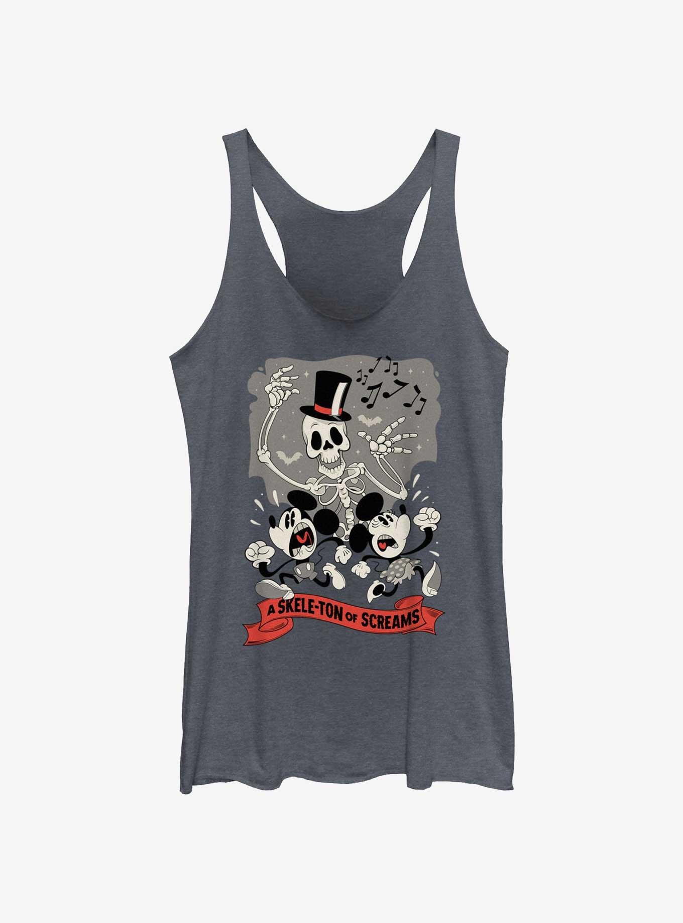 Disney Mickey Mouse A Skele-Ton of Screams Girls Tank, NAVY HTR, hi-res