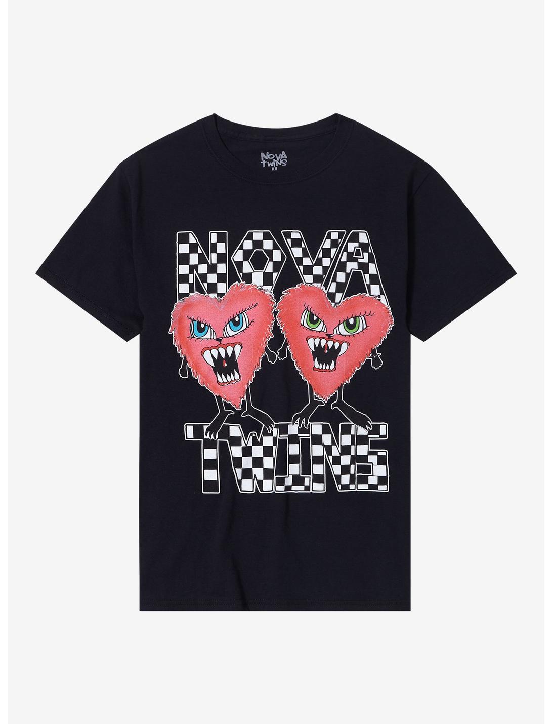 Nova Twins Twon Hearts Boyfriend Fit Girls T-Shirt, BLACK, hi-res
