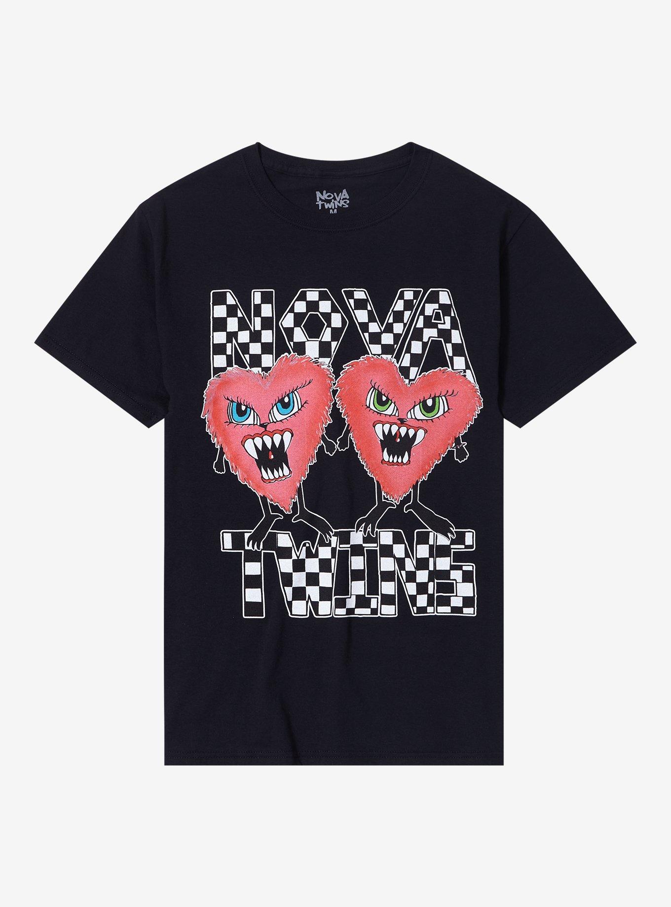 Nova Twins Twon Hearts Boyfriend Fit Girls T-Shirt, BLACK, hi-res