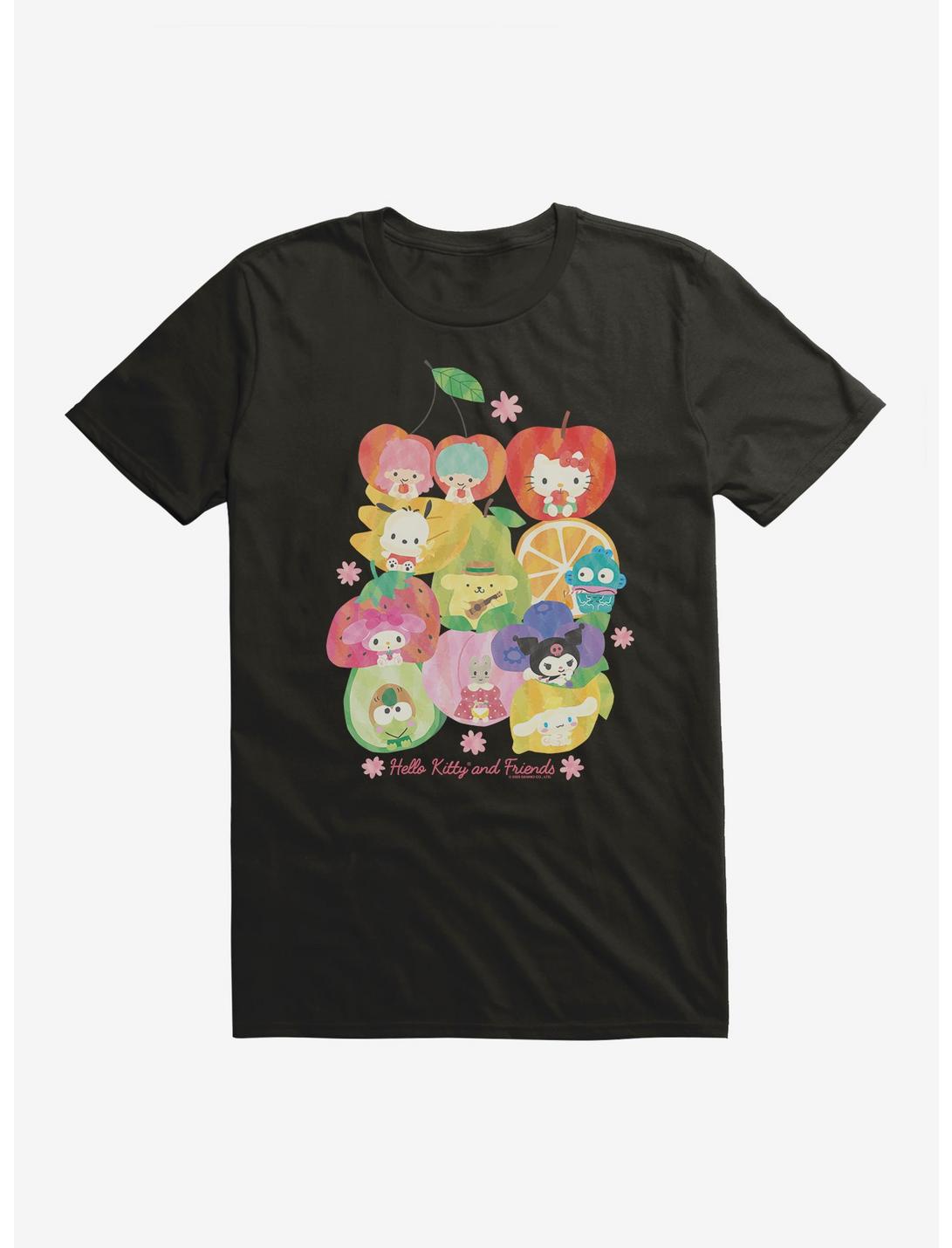 Hello Kitty And Friends Fruit Background Portrait T-Shirt, , hi-res