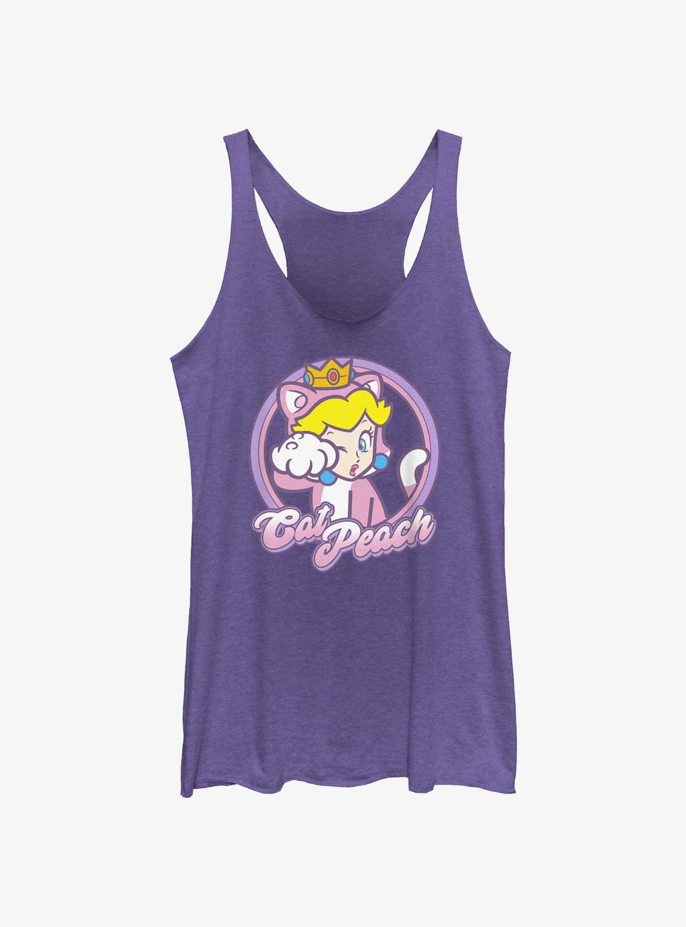 Mario Cat Princess Peach Womens Tank Top, PUR HTR, hi-res