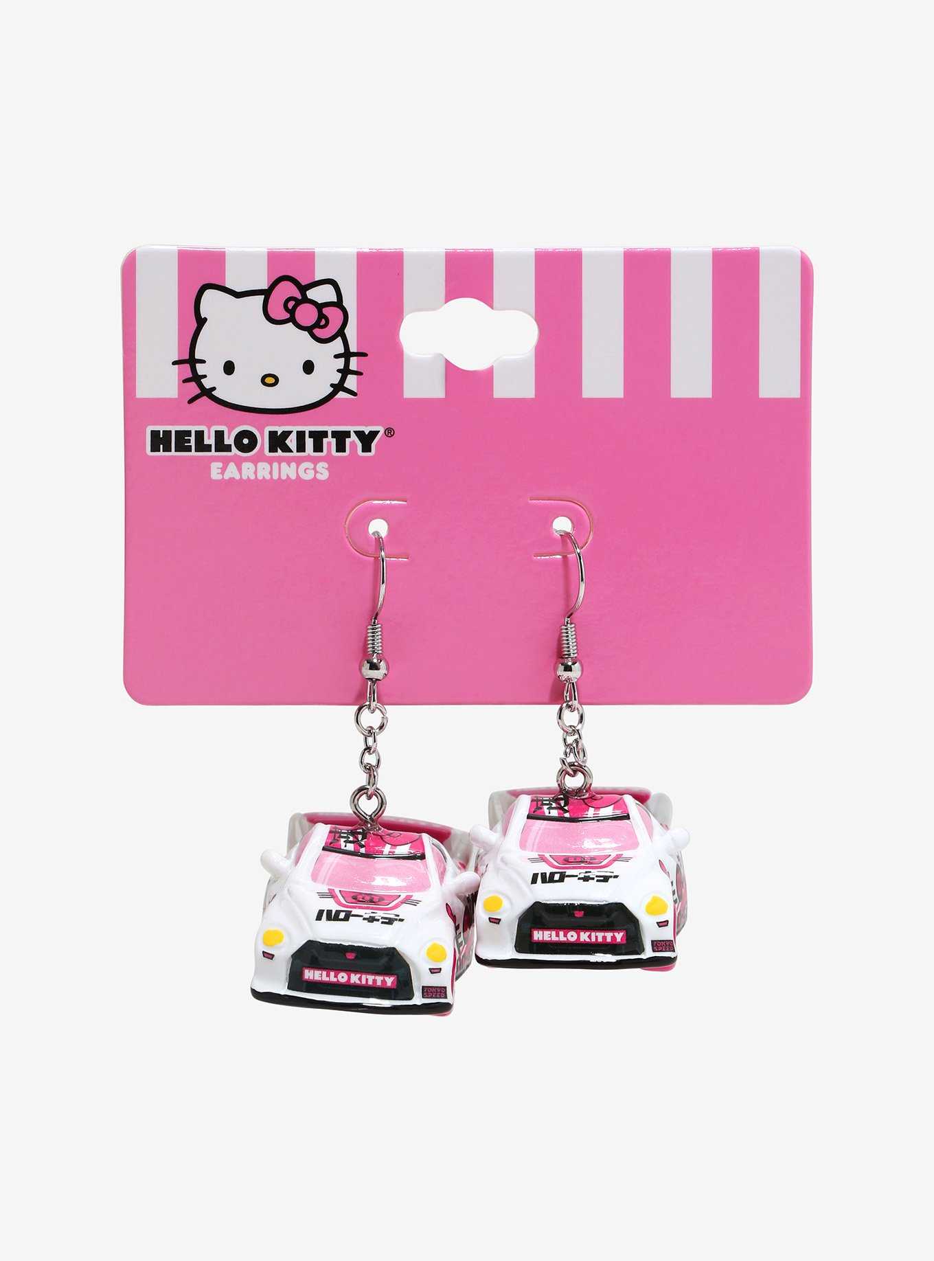 Hello Kitty Race Car Drop Earrings Hot Topic Exclusive, , hi-res