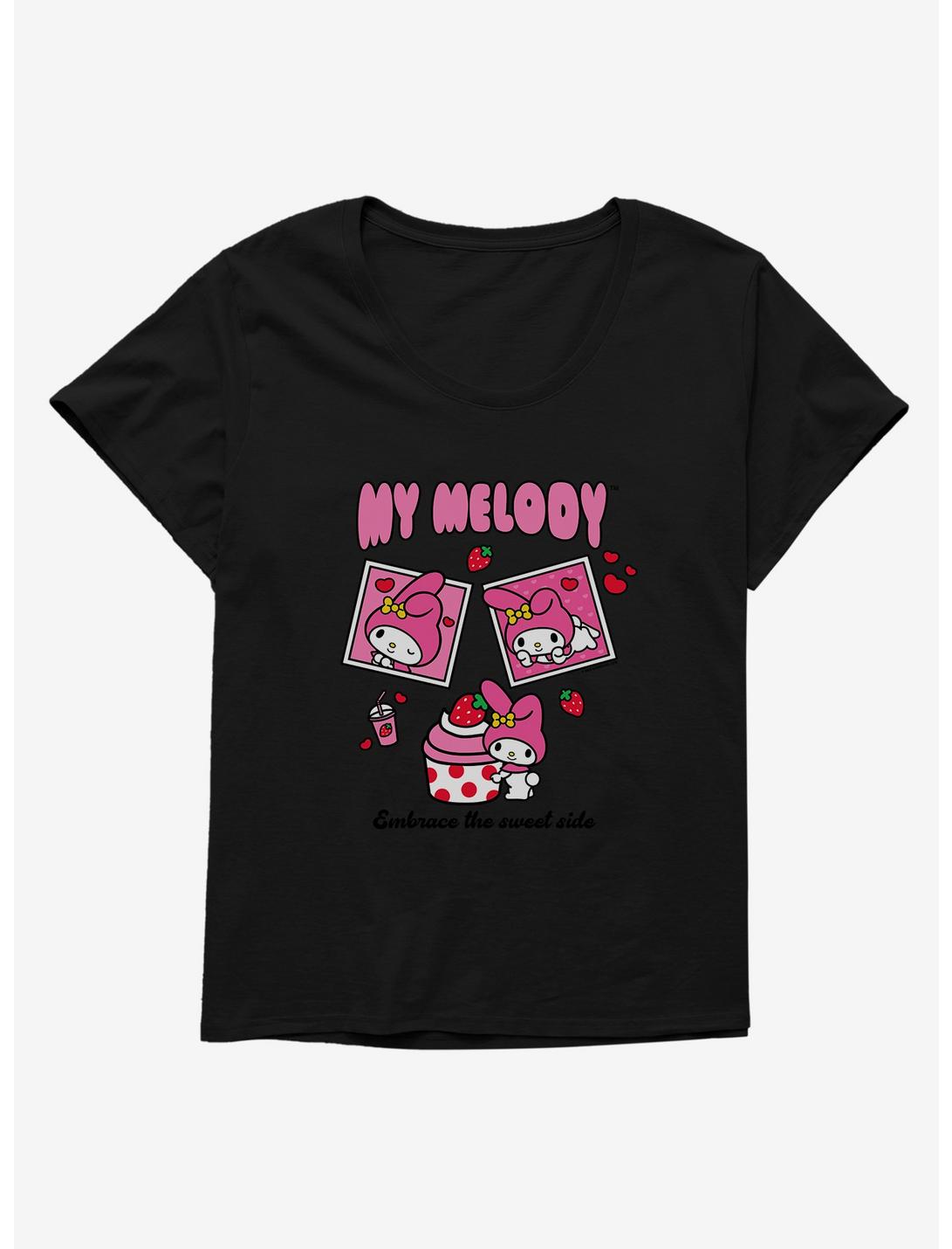 Hello Kitty & Friends My Melody Strawberry Stamps Womens T-Shirt Plus Size, BLACK, hi-res