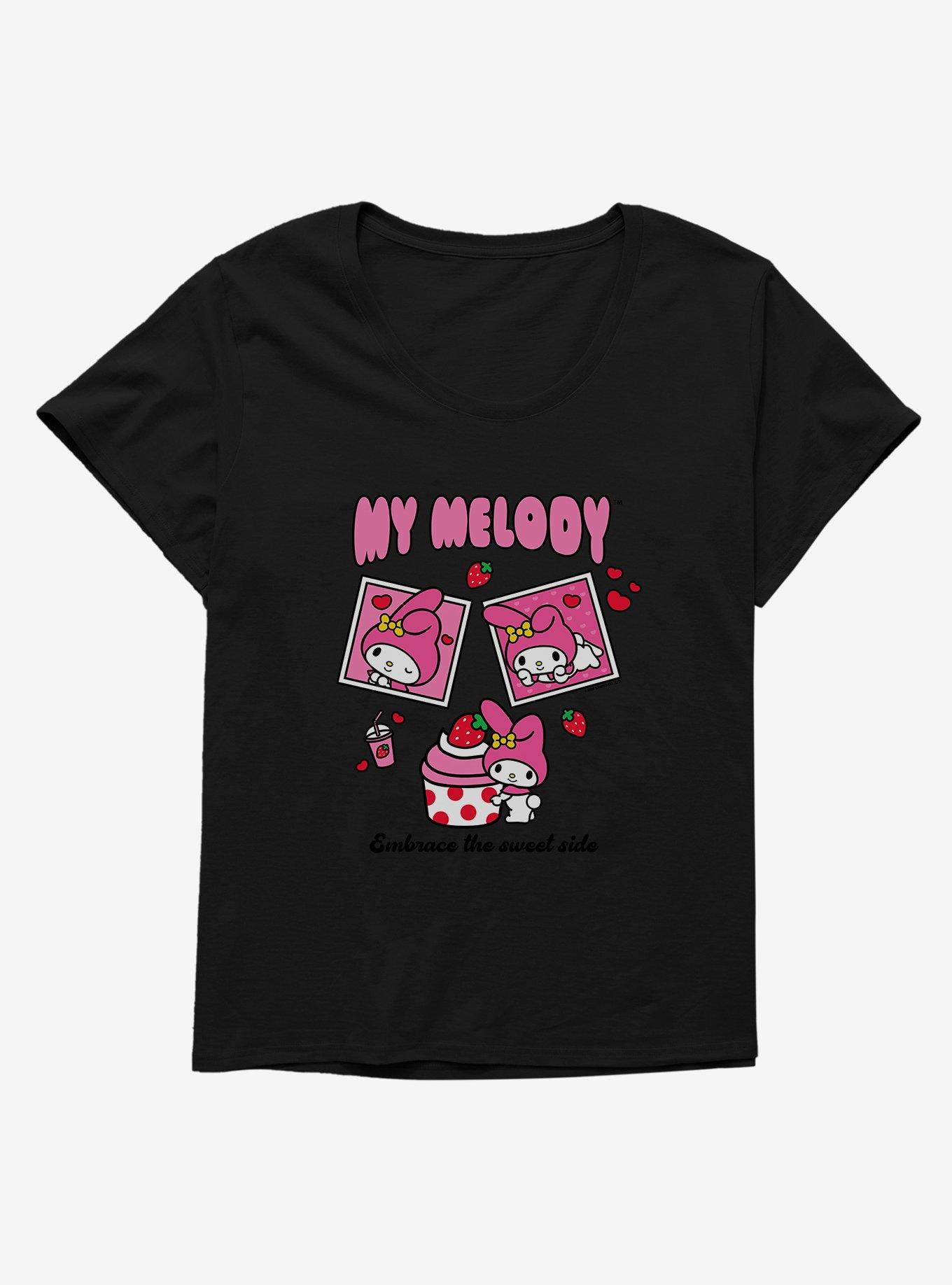 Hello Kitty & Friends My Melody Strawberry Stamps Womens T-Shirt Plus Size, BLACK, hi-res