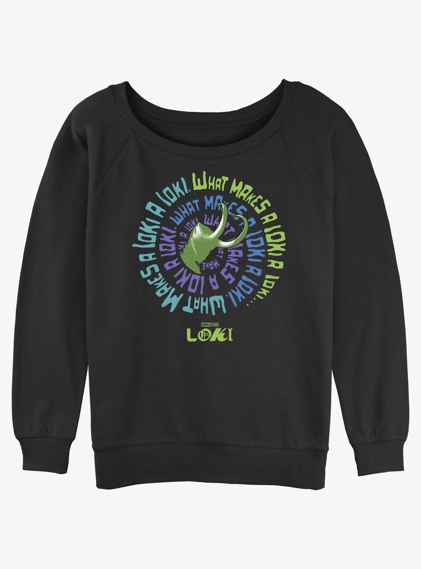 Marvel Loki What Makes A Loki Girls Slouchy Sweatshirt, BLACK, hi-res
