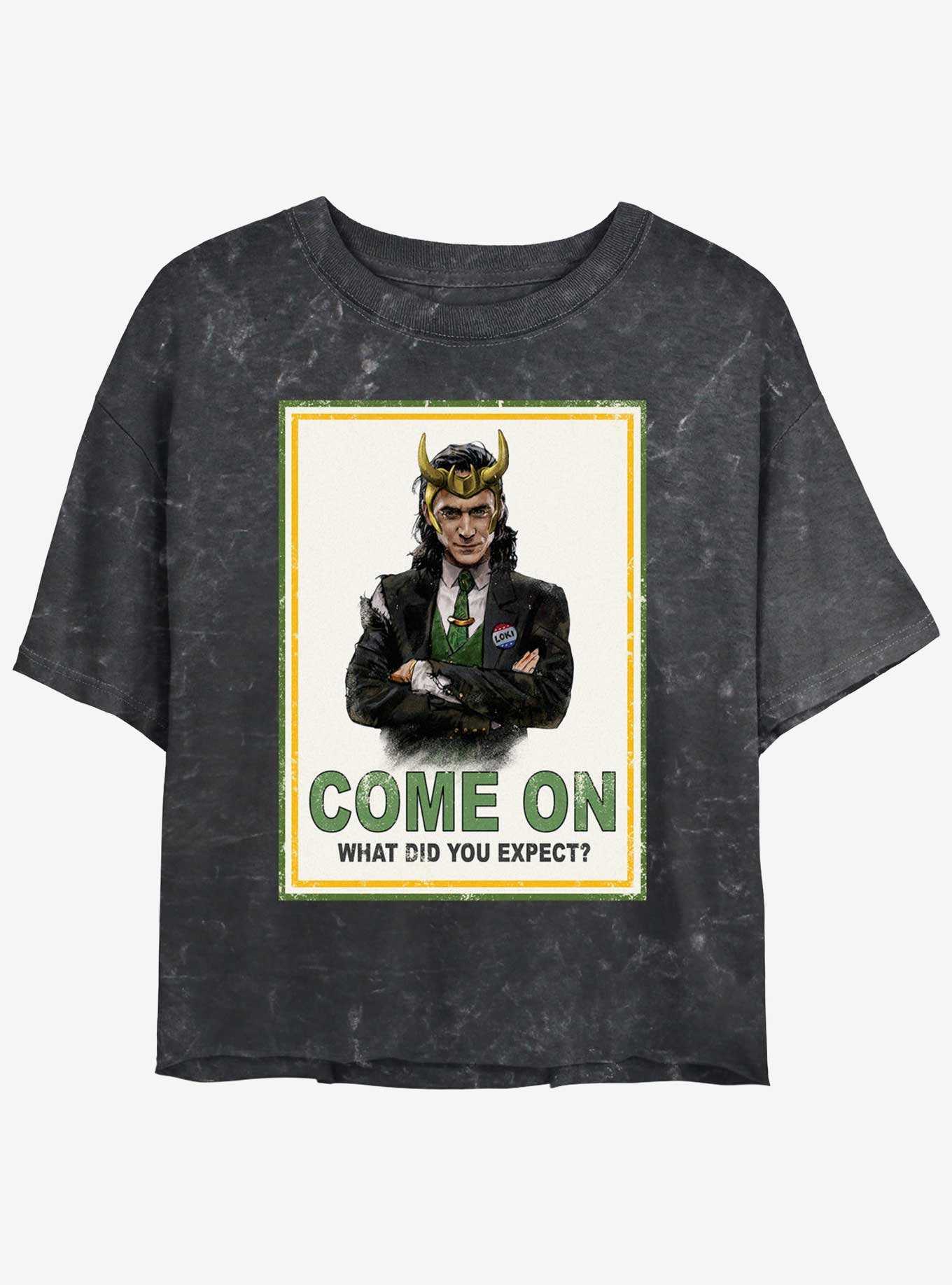 Marvel Loki President Loki Poster Girls Mineral Wash Crop T-Shirt, , hi-res
