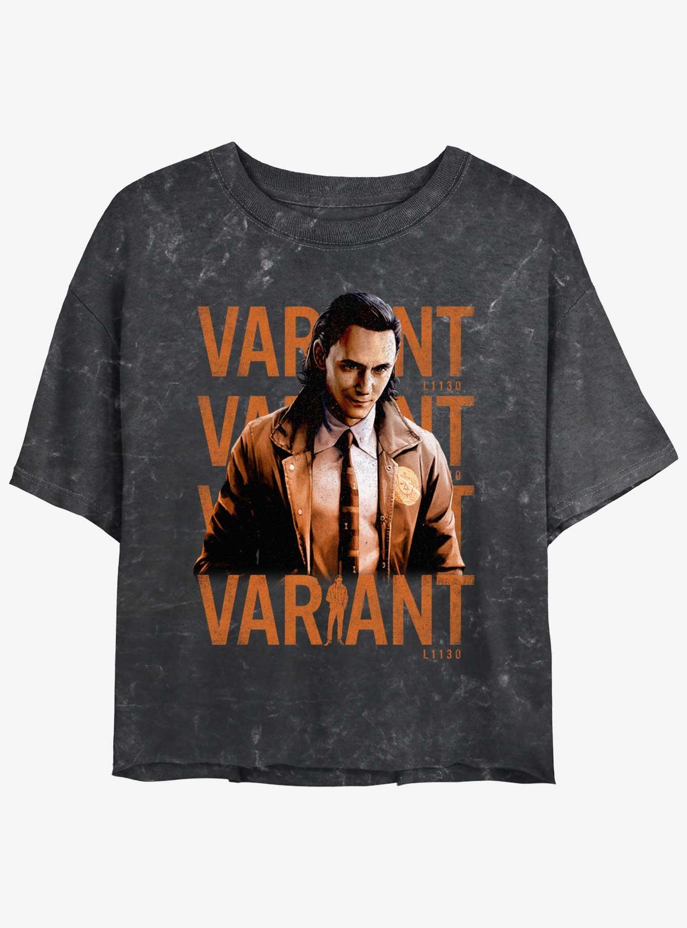 Marvel Loki Variant Poster Girls Mineral Wash Crop T-Shirt, BLACK, hi-res
