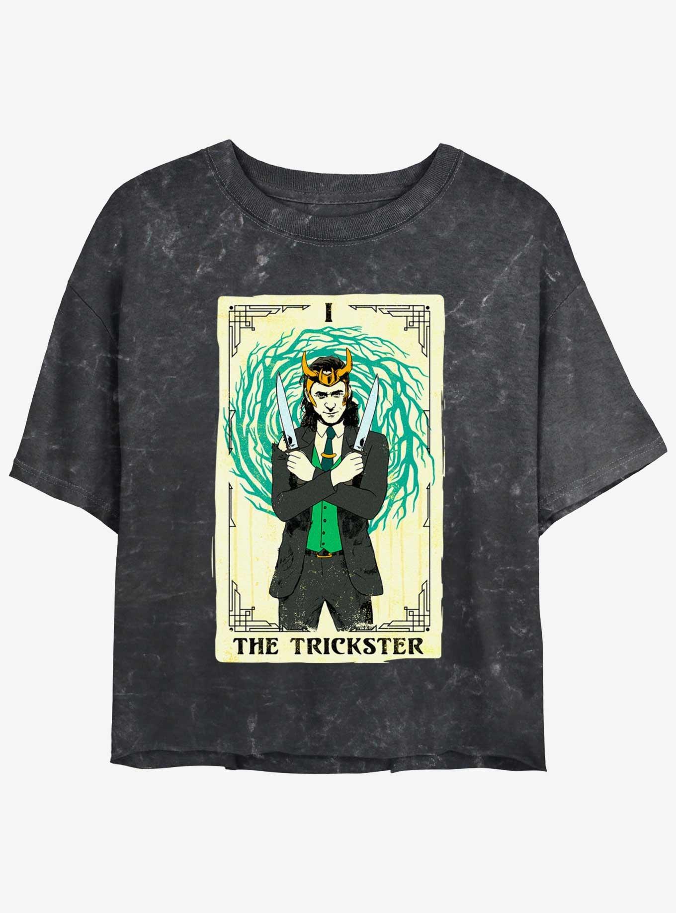 Marvel Loki Trickster Tarot Girls Mineral Wash Crop T-Shirt