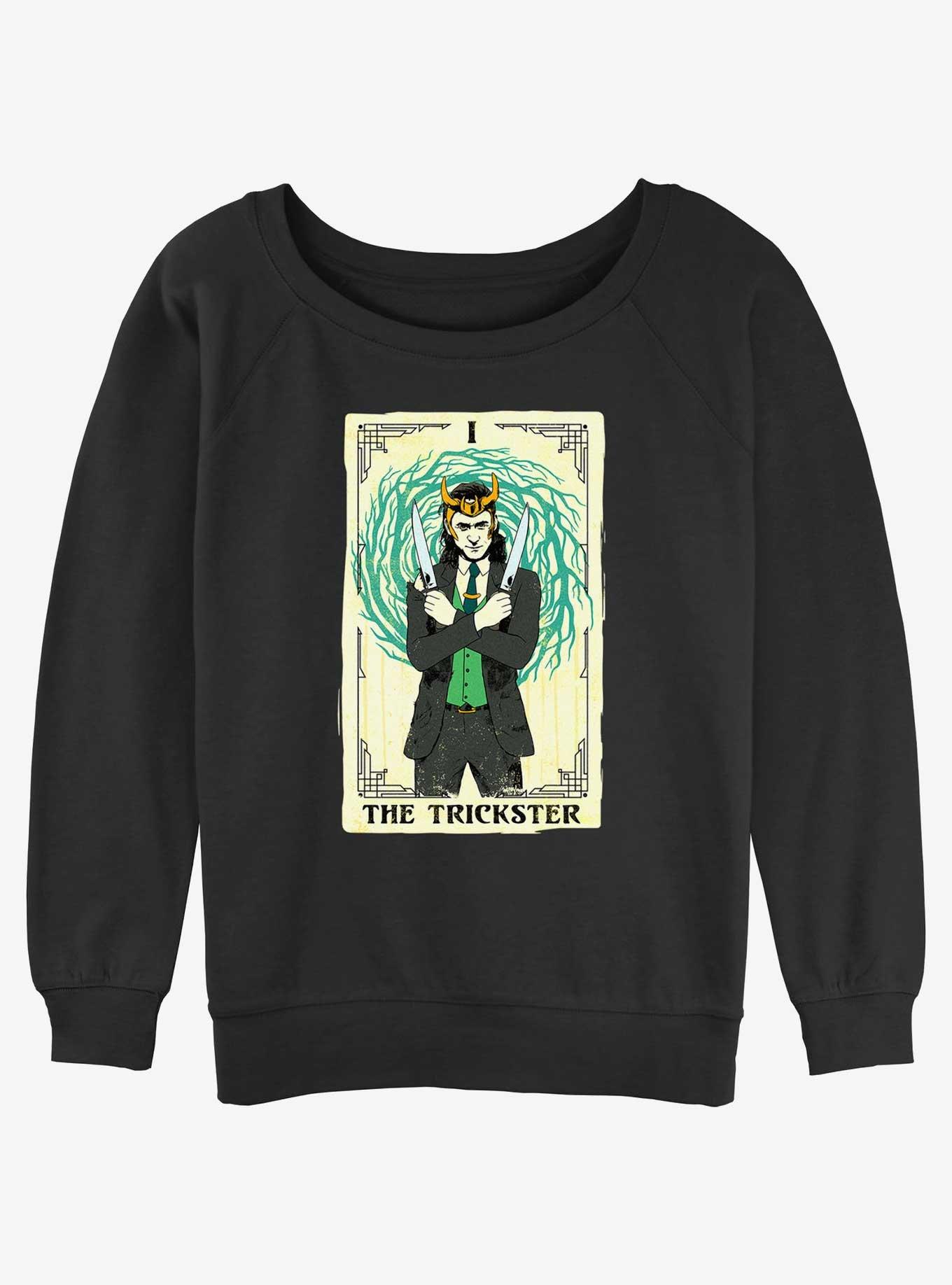 Marvel Loki Trickster Tarot Girls Slouchy Sweatshirt, BLACK, hi-res