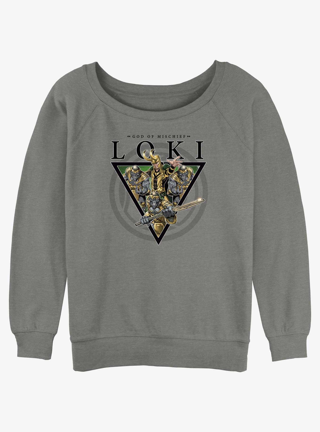 Marvel Loki God Of Mischief Girls Slouchy Sweatshirt, GRAY HTR, hi-res