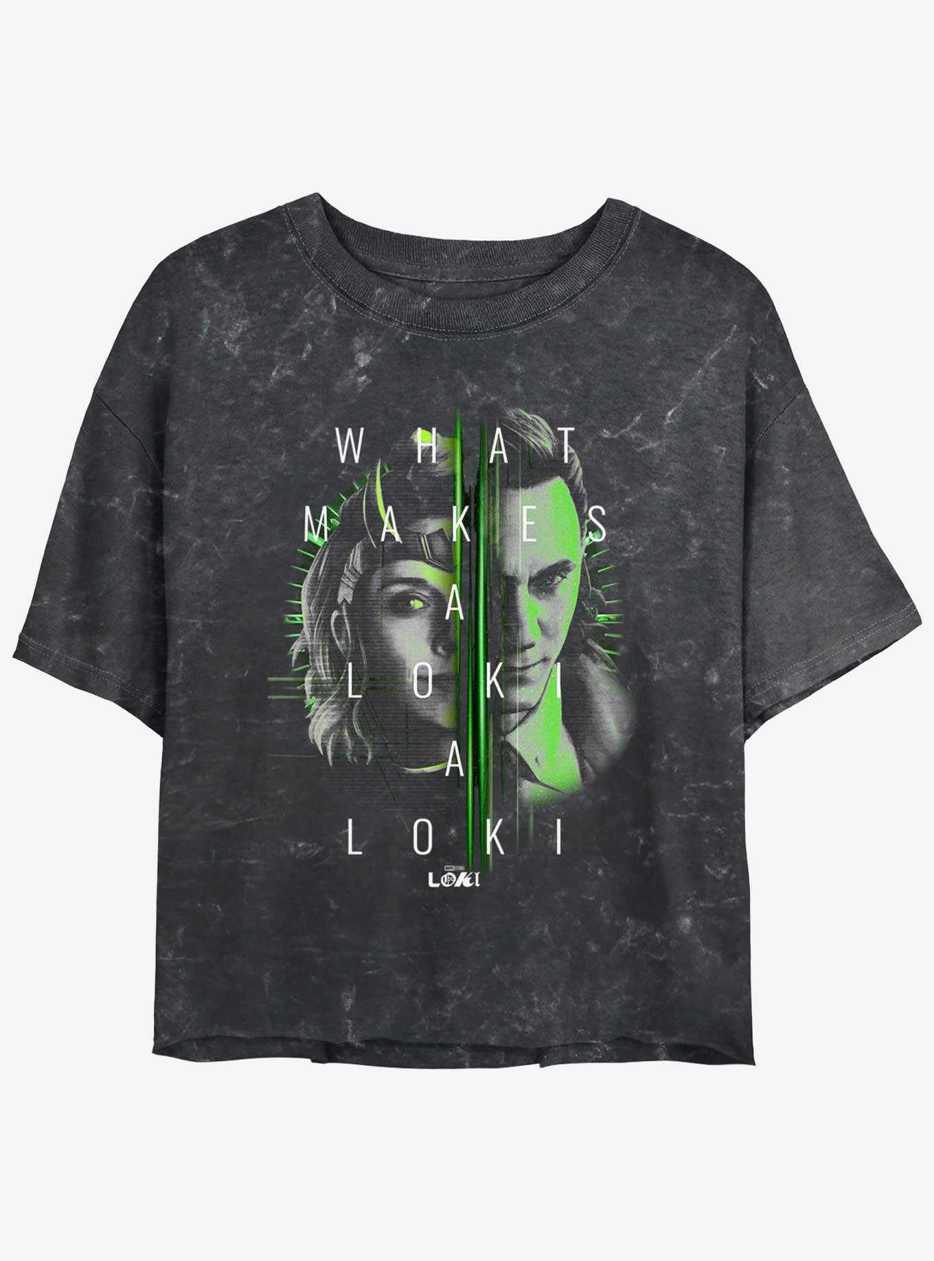 Marvel Loki Sylvie and Loki Split Portrait Girls Mineral Wash Crop T-Shirt, , hi-res