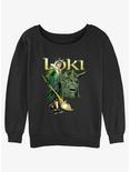 Marvel Loki Mischievous Grin Girls Slouchy Sweatshirt, BLACK, hi-res