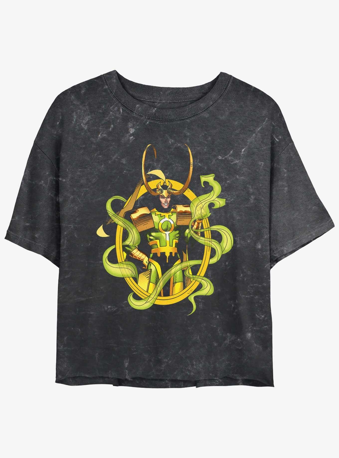 Marvel Loki Power Pose Girls Mineral Wash Crop T-Shirt, , hi-res