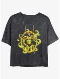 Marvel Loki Power Pose Womens Mineral Wash Crop T-Shirt, BLACK, hi-res