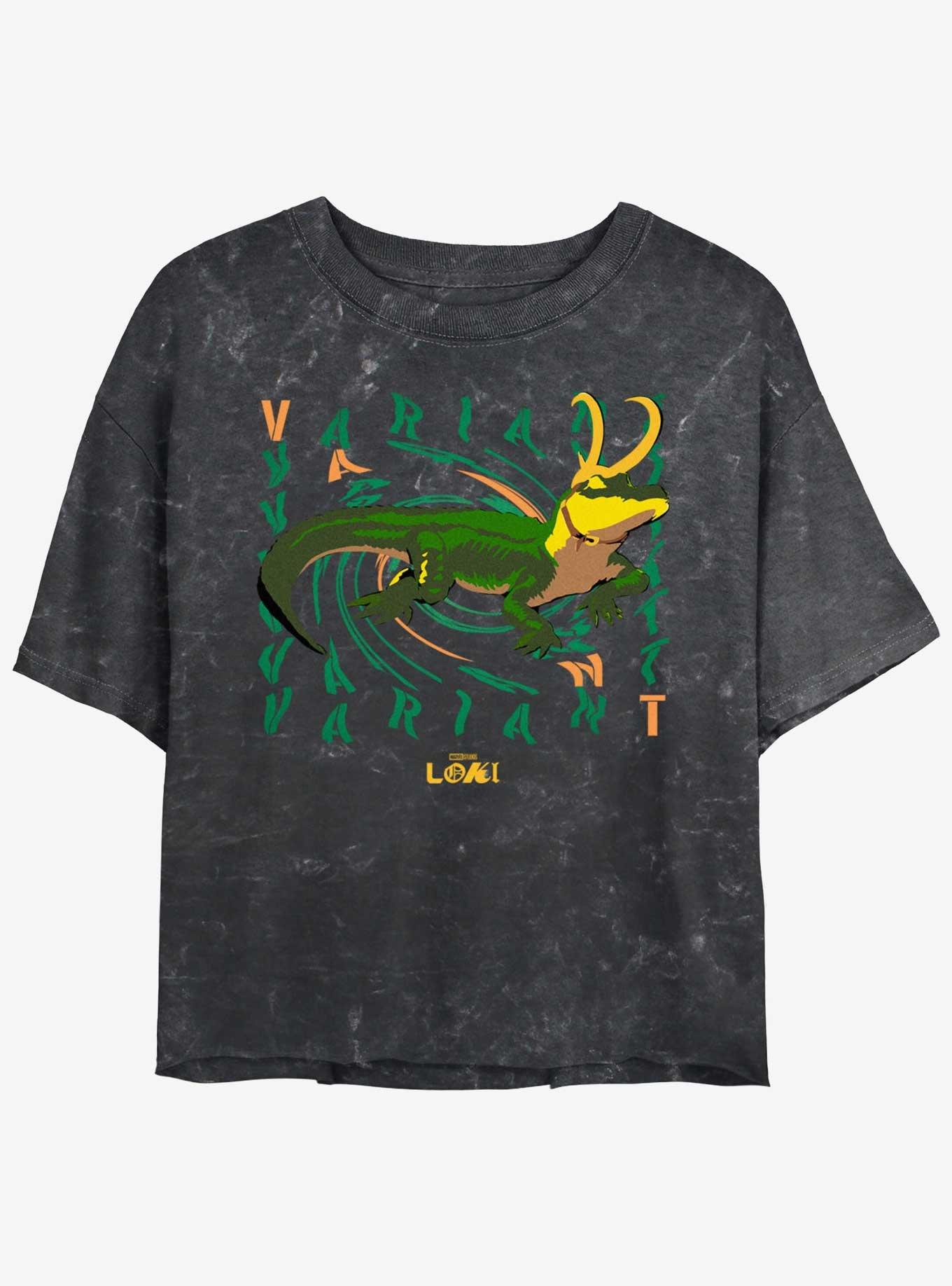 Marvel Loki Variant Alligator Loki Womens Mineral Wash Crop T-Shirt, BLACK, hi-res