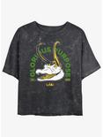 Marvel Loki Alligator Loki Glorious Purpose Womens Mineral Wash Crop T-Shirt, BLACK, hi-res