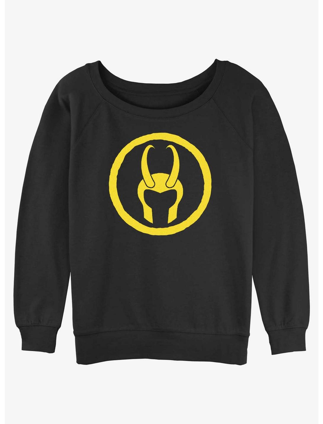Marvel Loki Helmet Womens Slouchy Sweatshirt, BLACK, hi-res